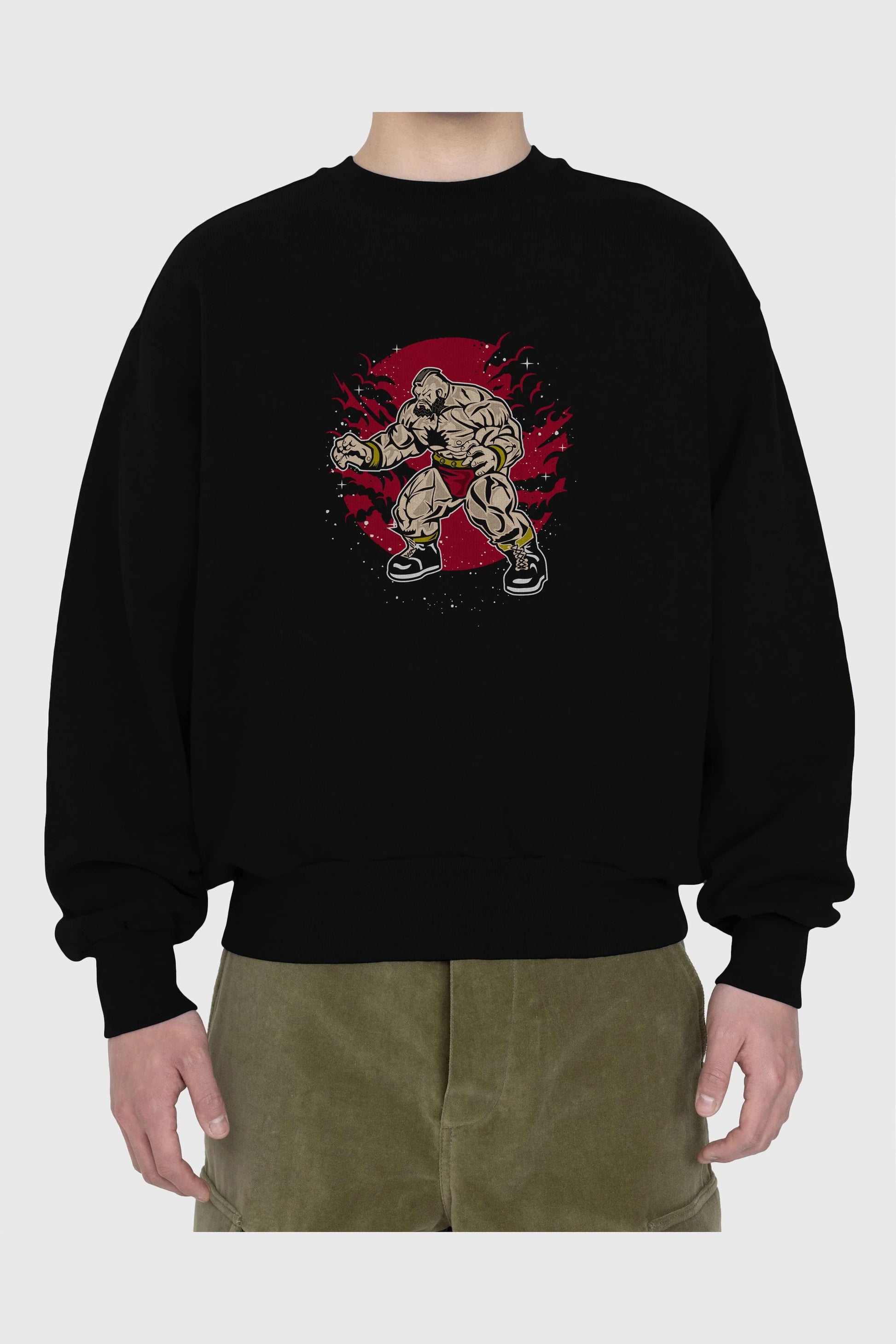ZANGGIEF Ön Baskılı Oversize Sweatshirt Erkek Kadın Unisex