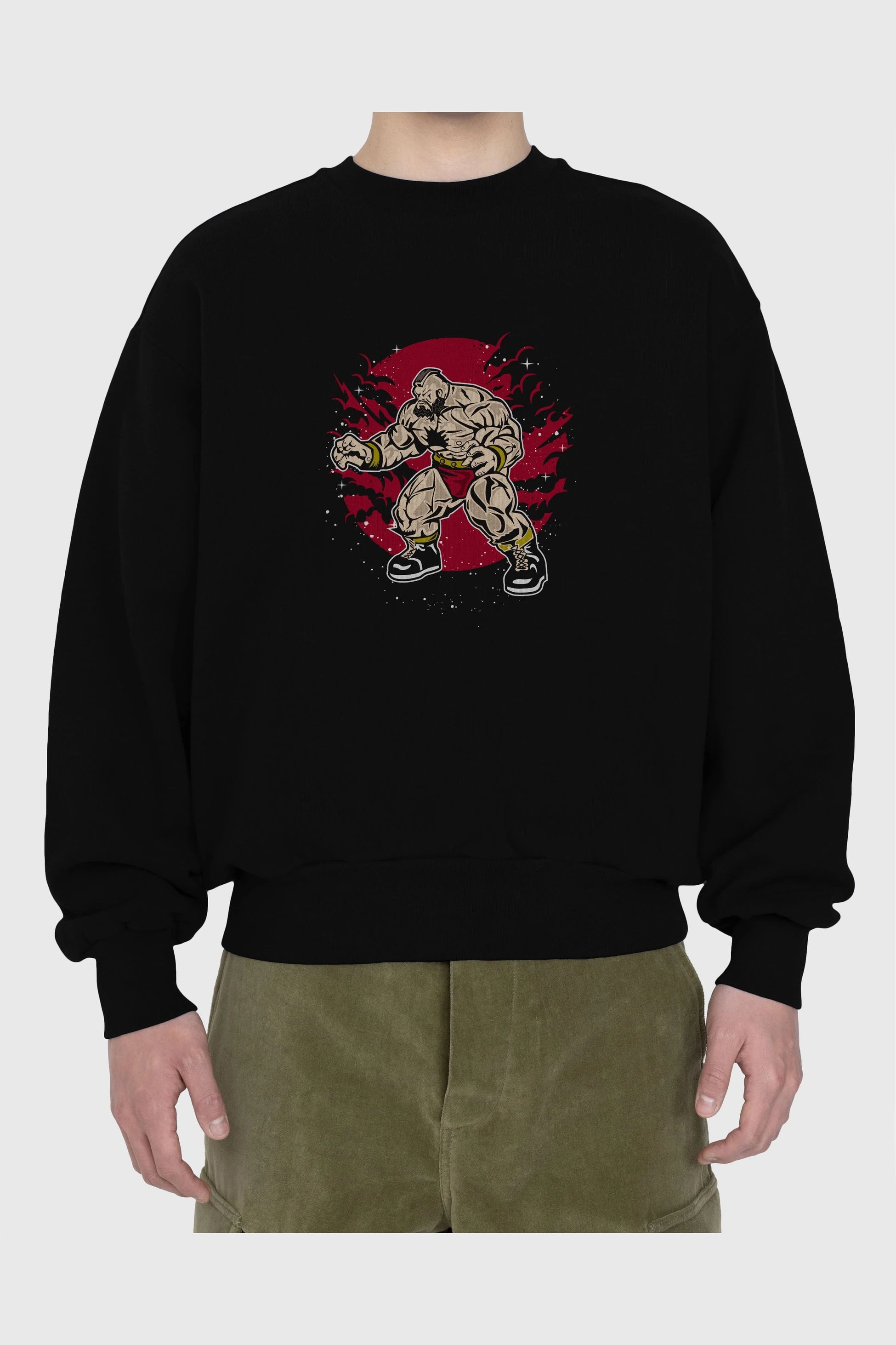 ZANGGIEF Ön Baskılı Oversize Sweatshirt Erkek Kadın Unisex