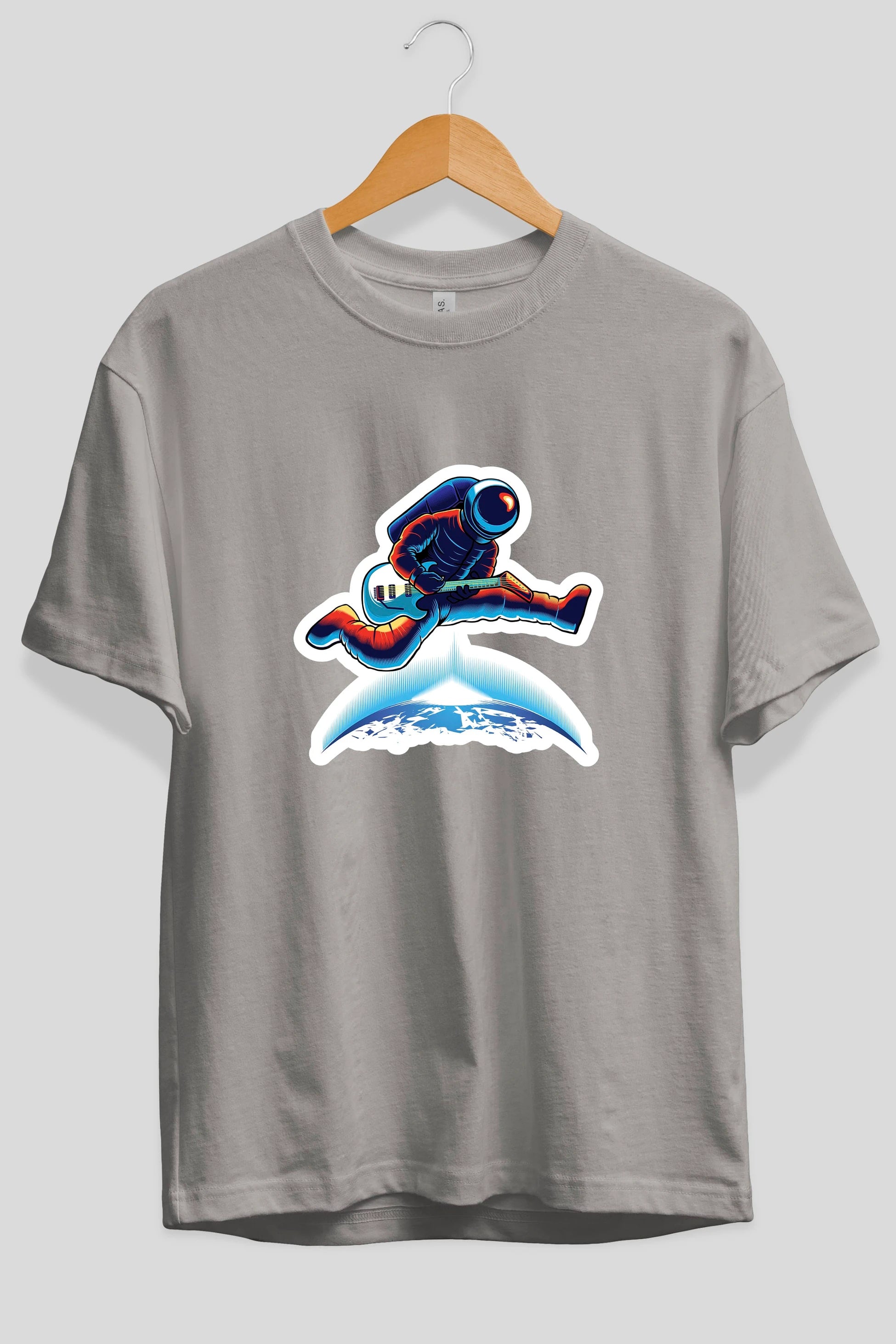 Astroguitar Sticker Ön Baskılı Oversize t-shirt Erkek Kadın Unisex