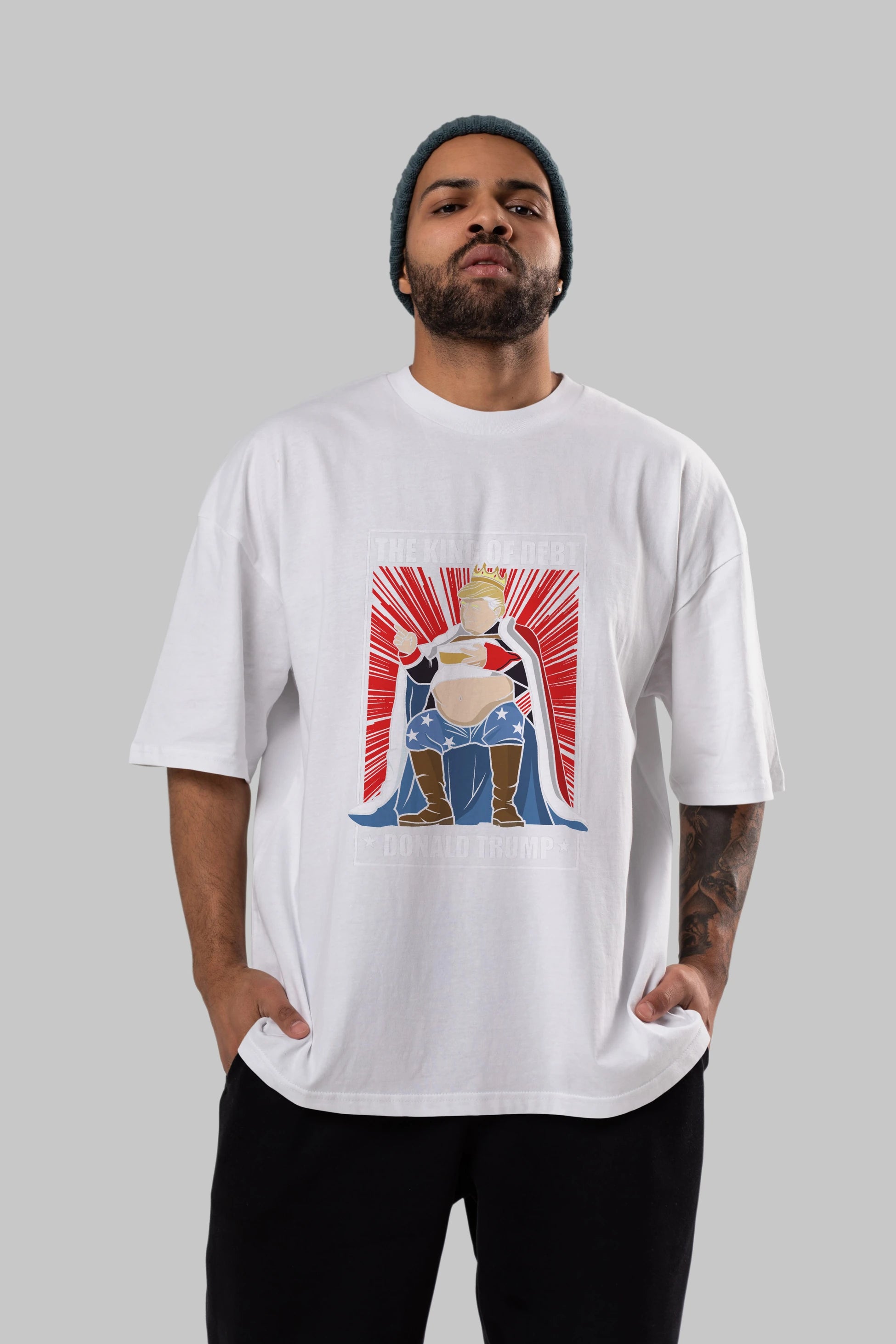 Trump King Ön Baskılı Oversize t-shirt Erkek Kadın Unisex %100 Pamuk tişort