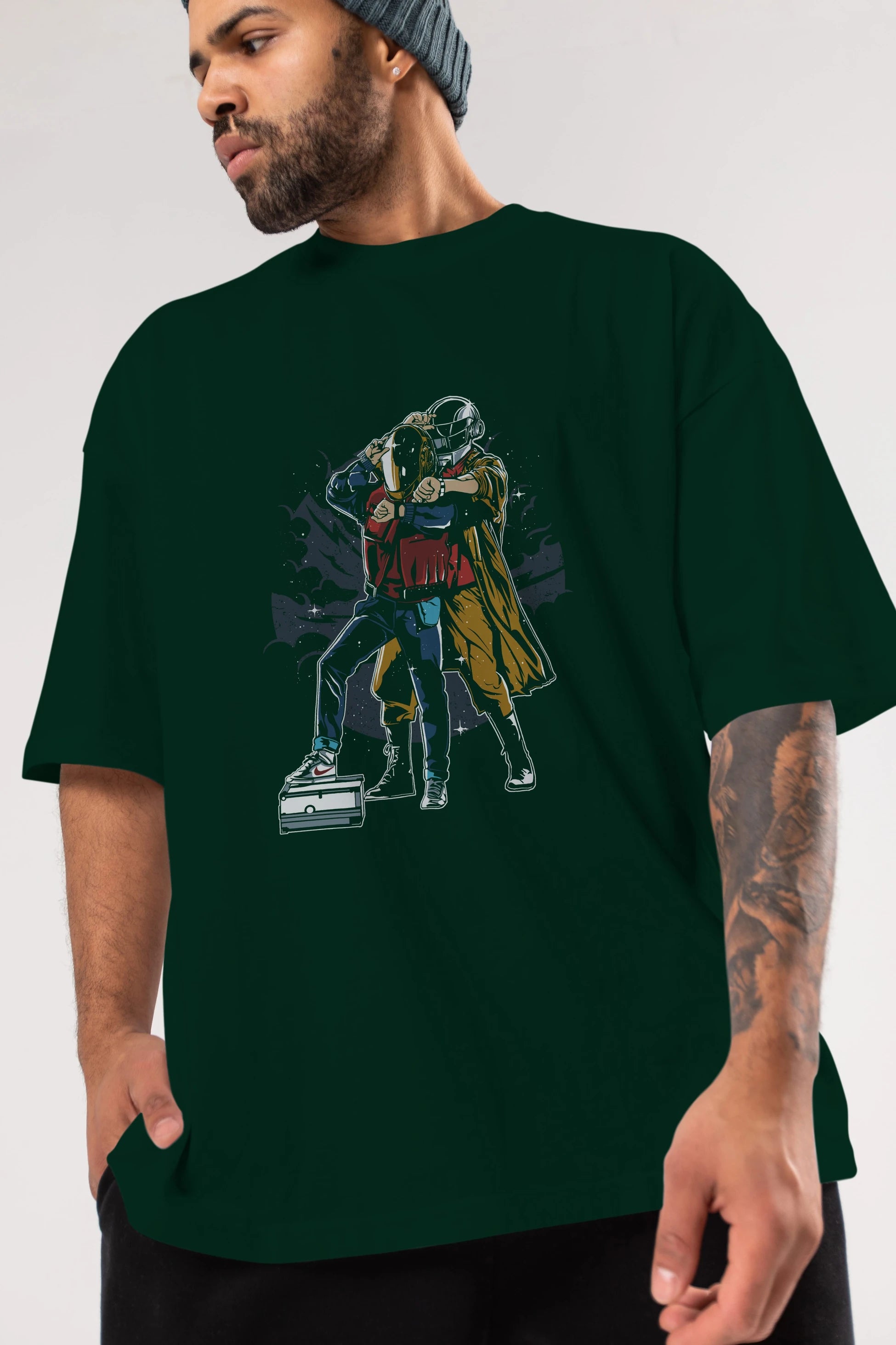 Back To The Beat Ön Baskılı Oversize t-shirt Erkek Kadın Unisex %100 Pamuk tişort