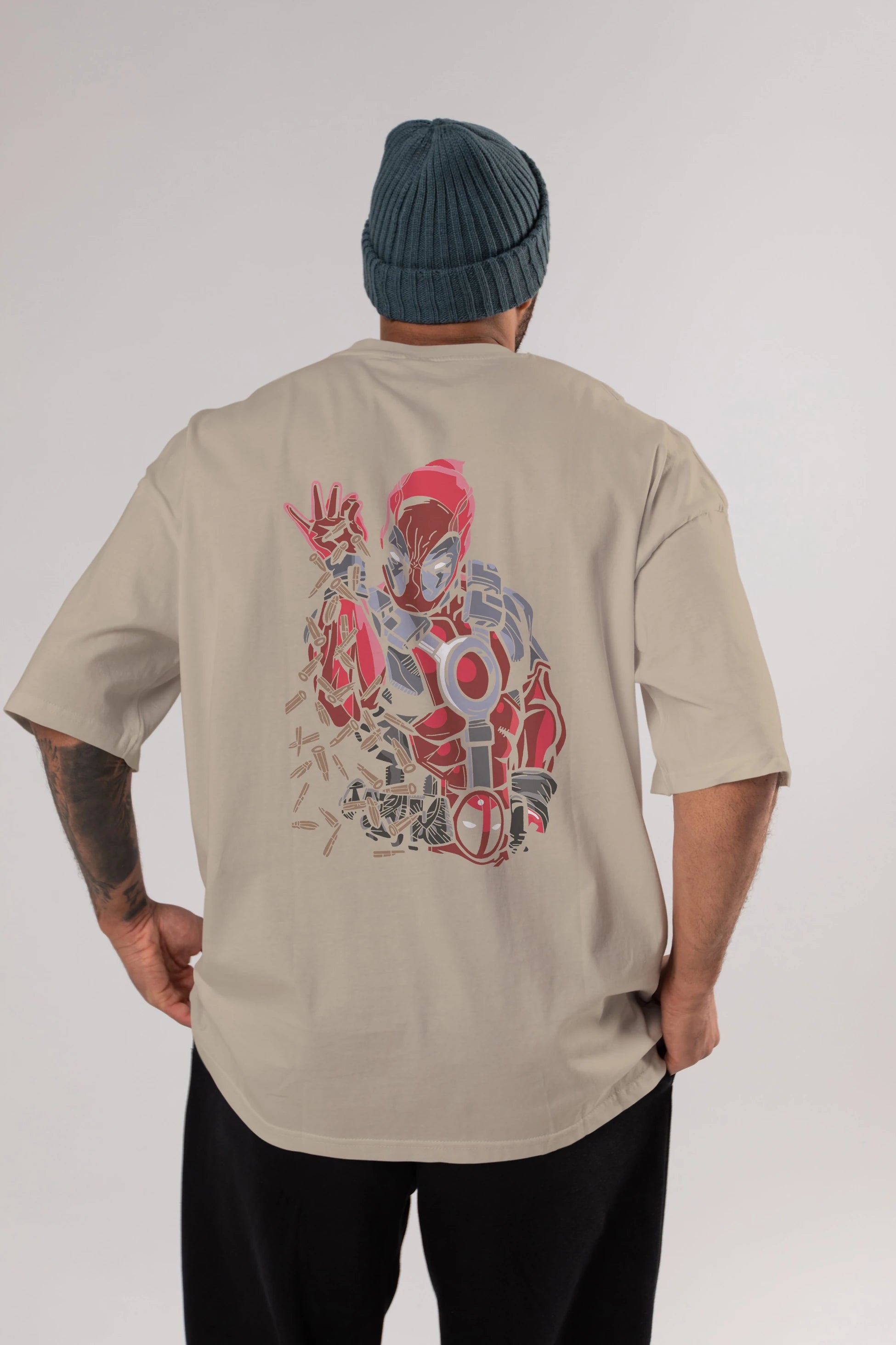 Deadpool (2) Arka Baskılı Oversize t-shirt Erkek Kadın Unisex %100 Pamuk Bisiklet Yaka tişort