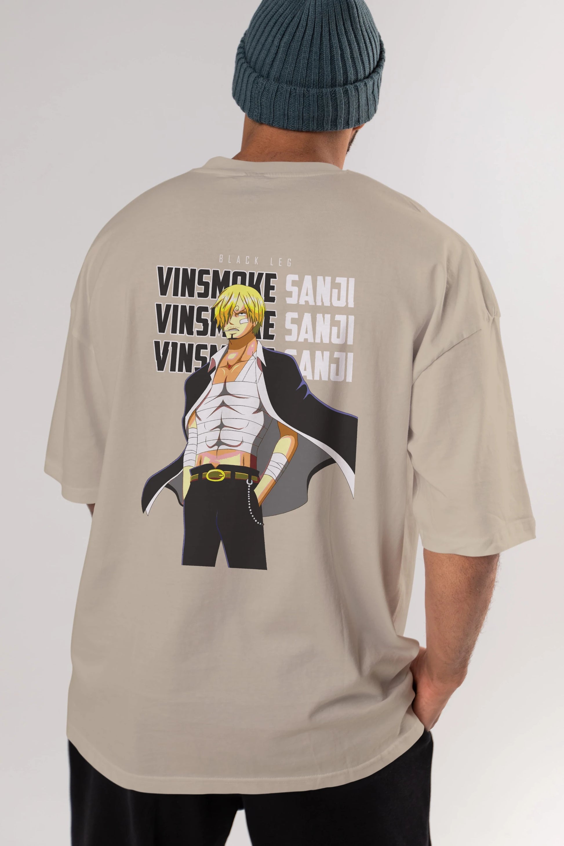Sanji Anime Arka Baskılı Oversize t-shirt Erkek Kadın Unisex %100 pamuk tişort
