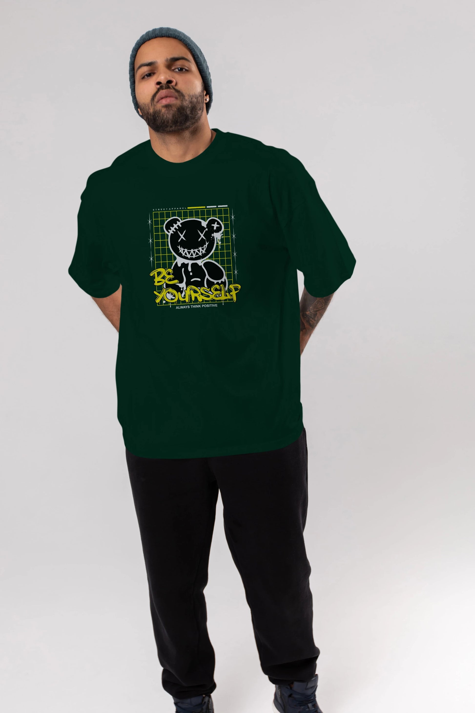 Teddy Bear Be Yourself Ön Baskılı Oversize t-shirt Erkek Kadın Unisex