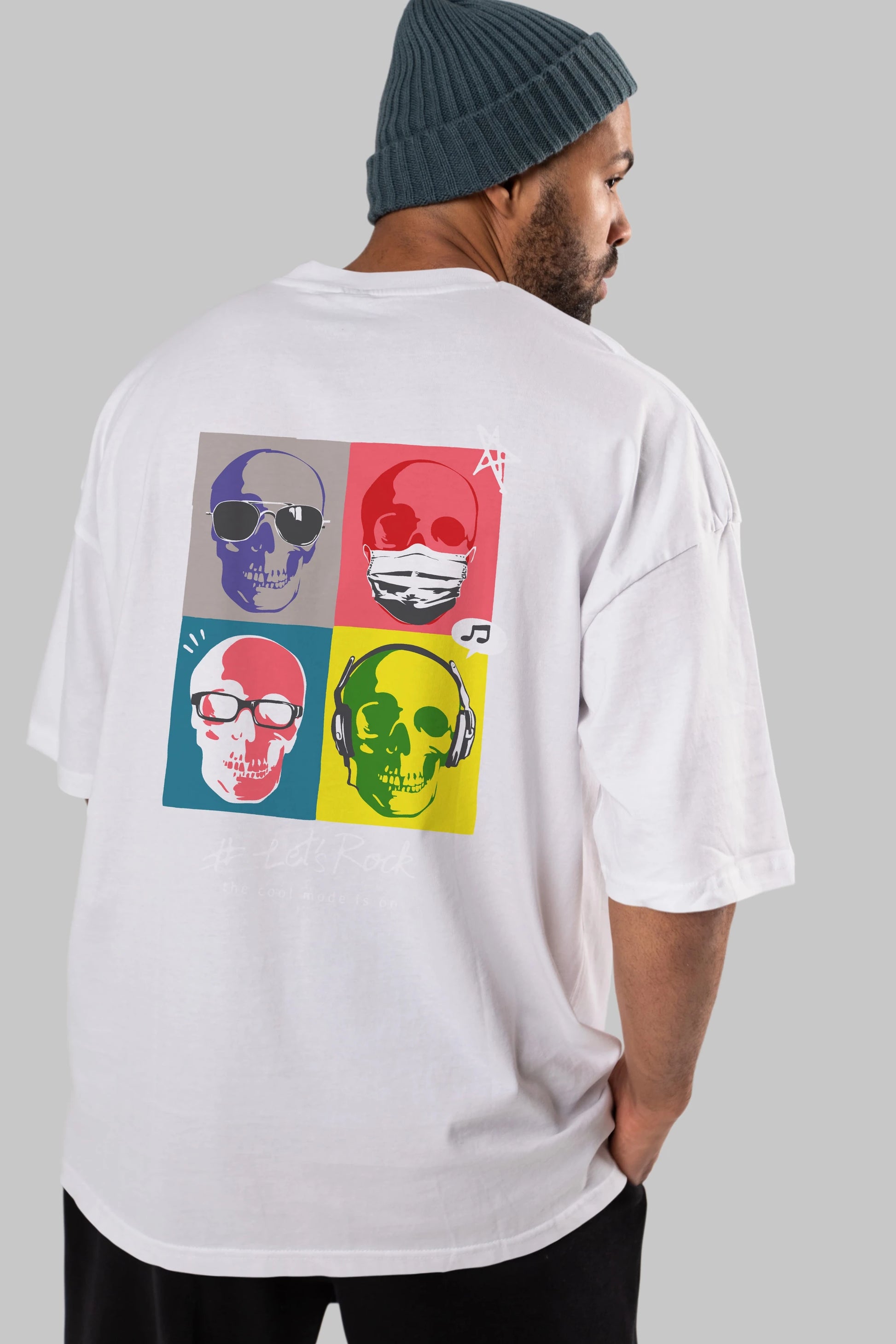 Lets Rock Arka Baskılı Oversize t-shirt Erkek Kadın Unisex