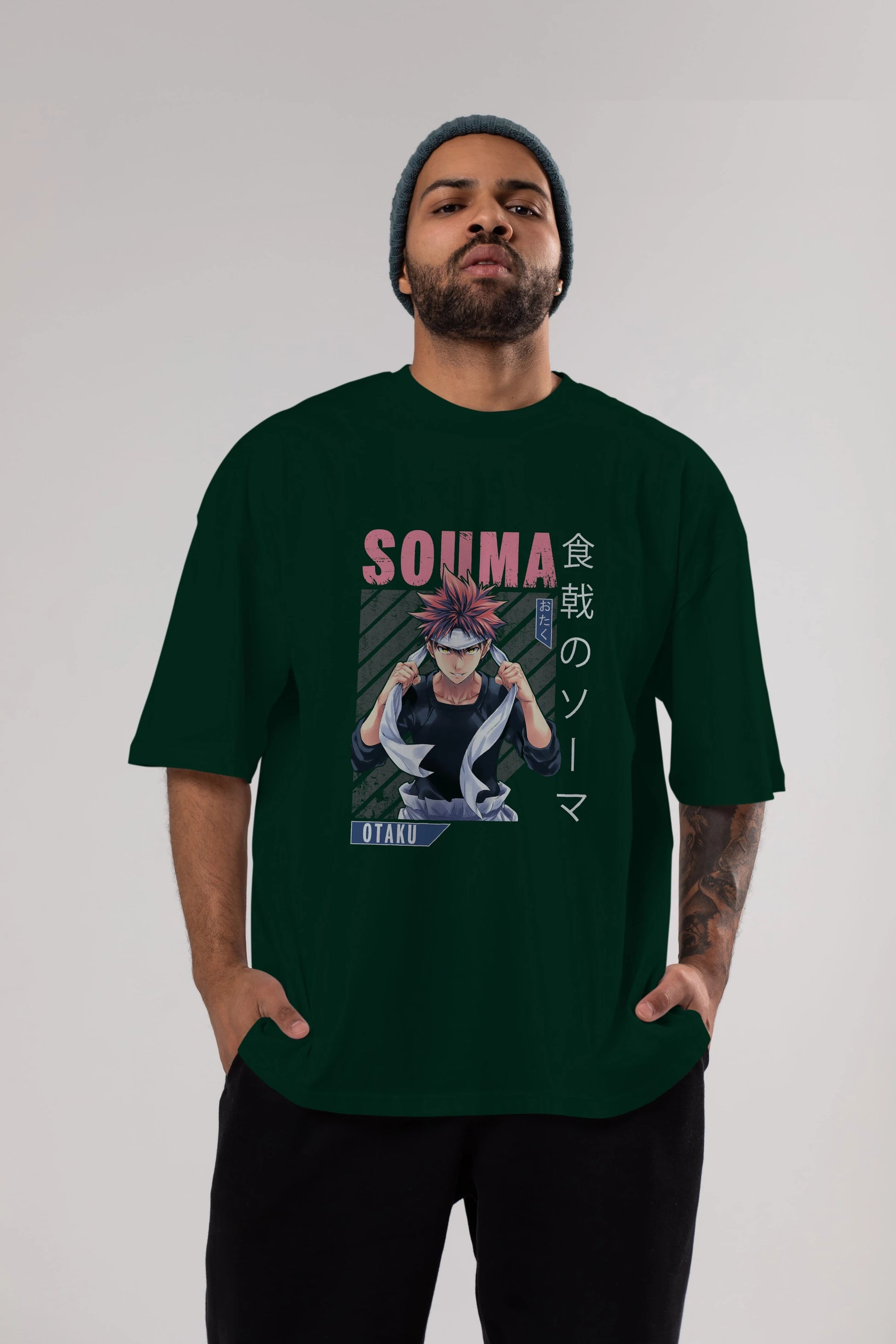 Souma Yukihira 8 Anime Ön Baskılı Oversize t-shirt %100 pamuk Erkek Kadın Unisex