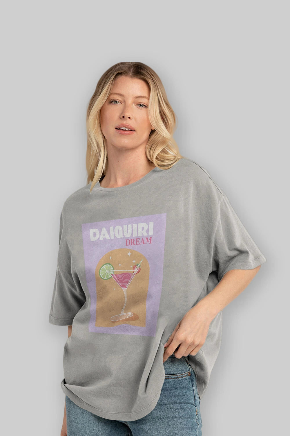 Daiquiri Dream Ön Baskılı Oversize t-shirt Erkek Kadın Unisex %100 Pamuk Bisiklet Yaka tişort