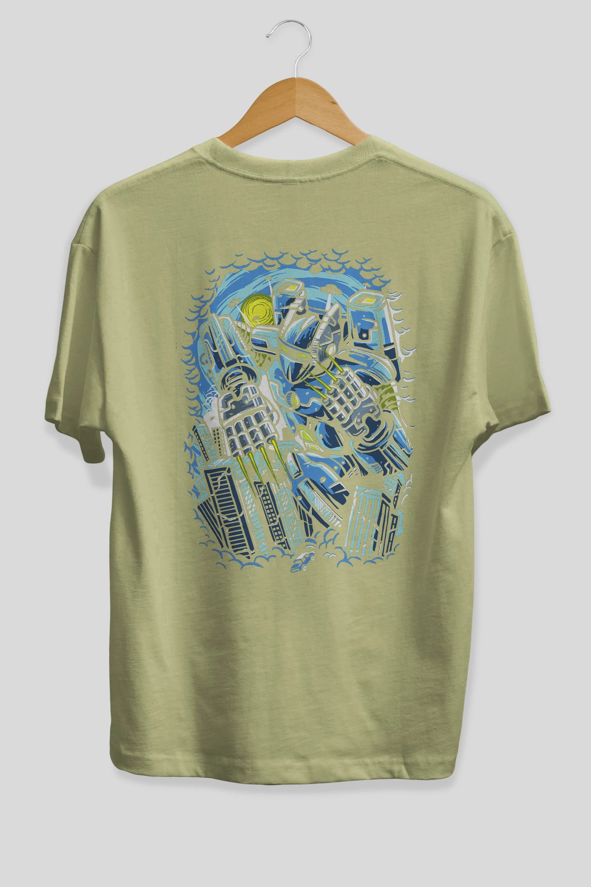 Destroy The City Arka Baskılı Oversize t-shirt Erkek Kadın Unisex %100 Pamuk
