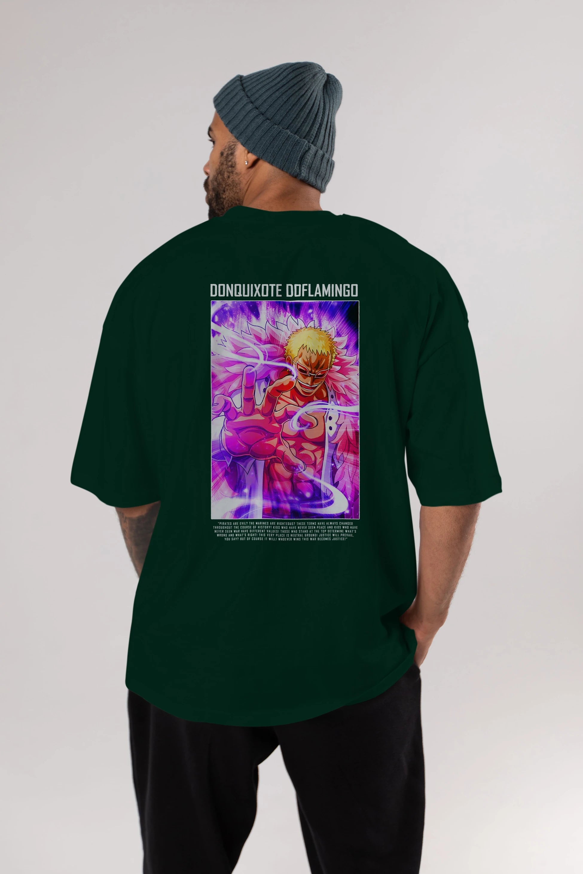 Doflamingo Anime Arka Baskılı Oversize t-shirt Erkek Kadın Unisex %100 pamuk tişort