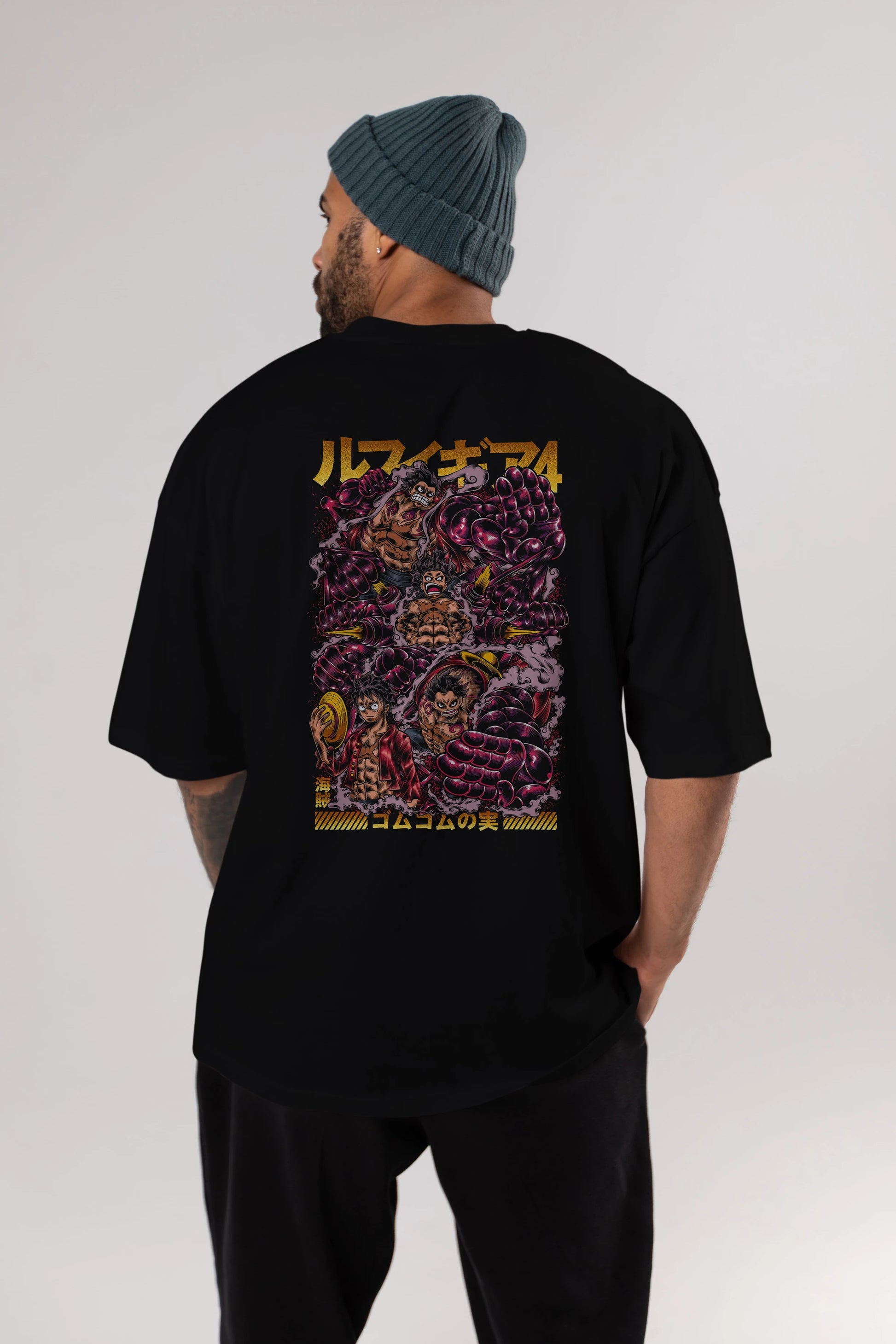 MONKEY D. LUFFY (2) Anime Arka Baskılı Oversize t-shirt Erkek Kadın Unisex
