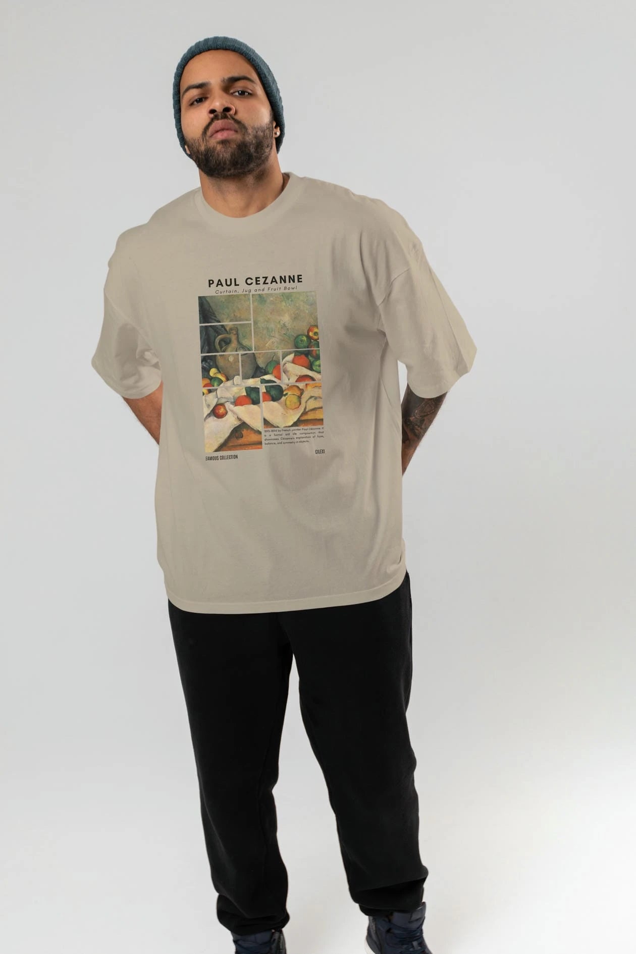 Paul Cezanne Curtain ön Baskılı Oversize t-shirt Erkek Kadın Bisiklet Yaka Pamuk tişort