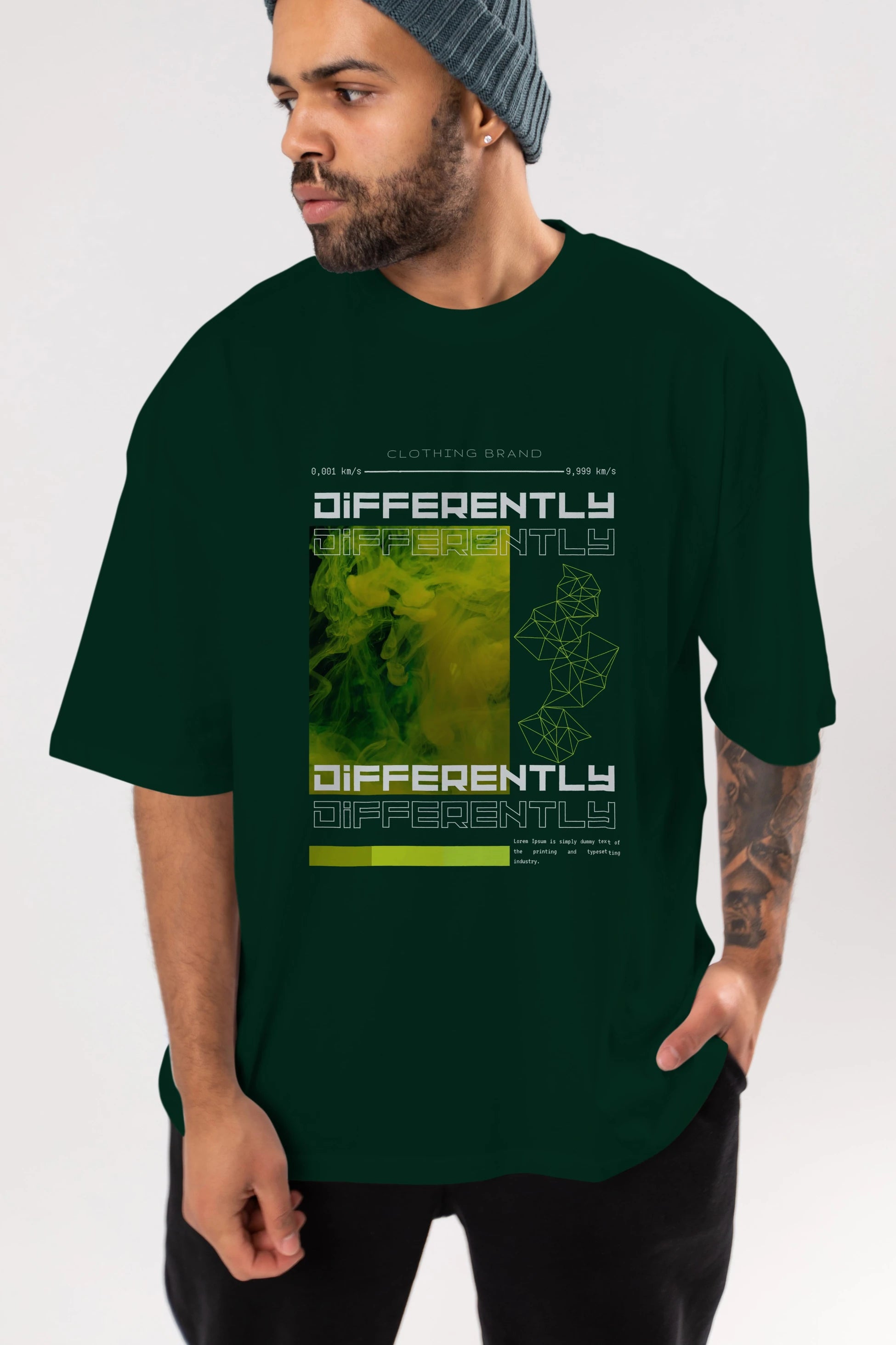 Differently Yazılı Ön Baskılı Oversize t-shirt Erkek Kadın Unisex