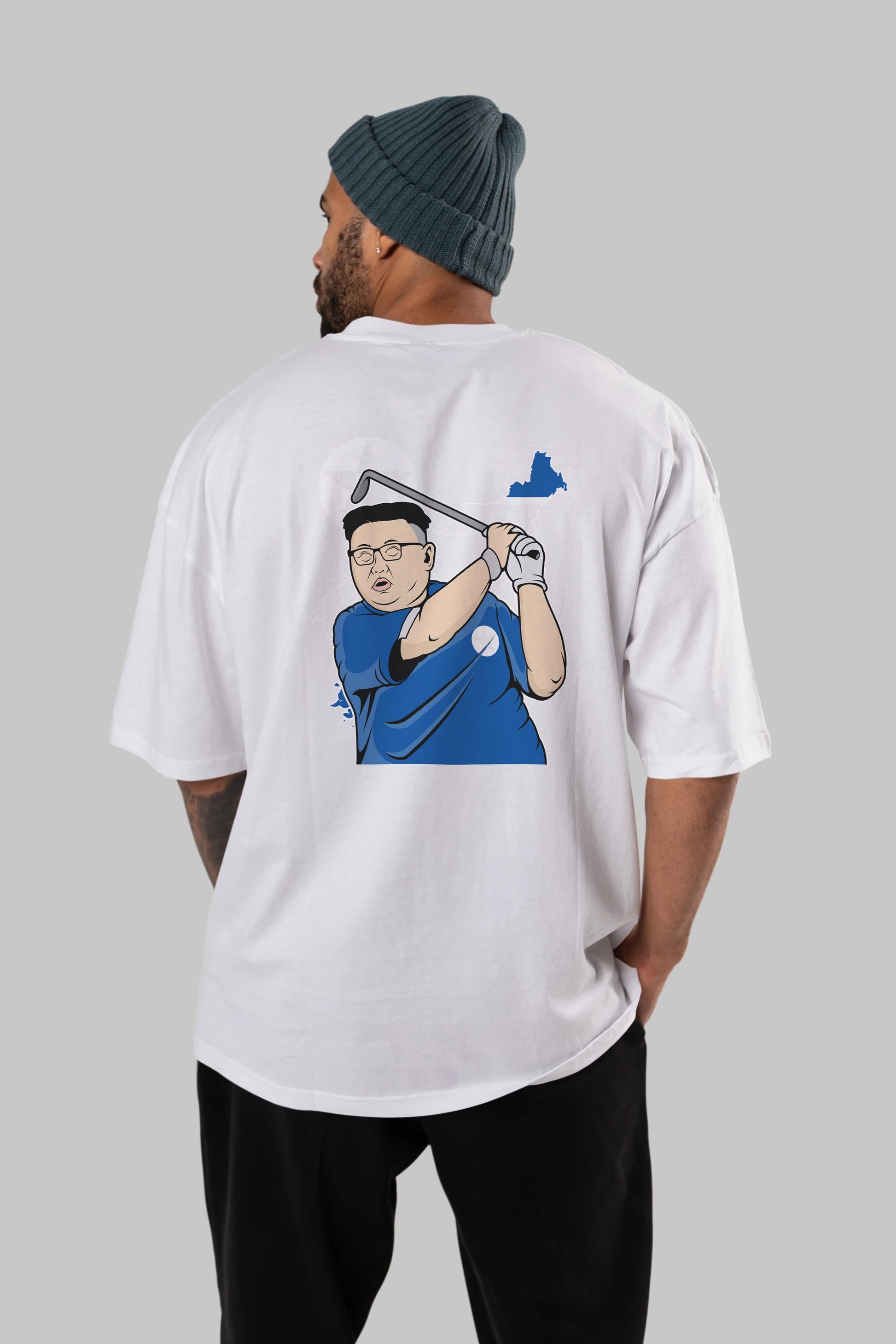 Kim Golf Arka Baskılı Oversize t-shirt Erkek Kadın Unisex %100 Pamuk tişort