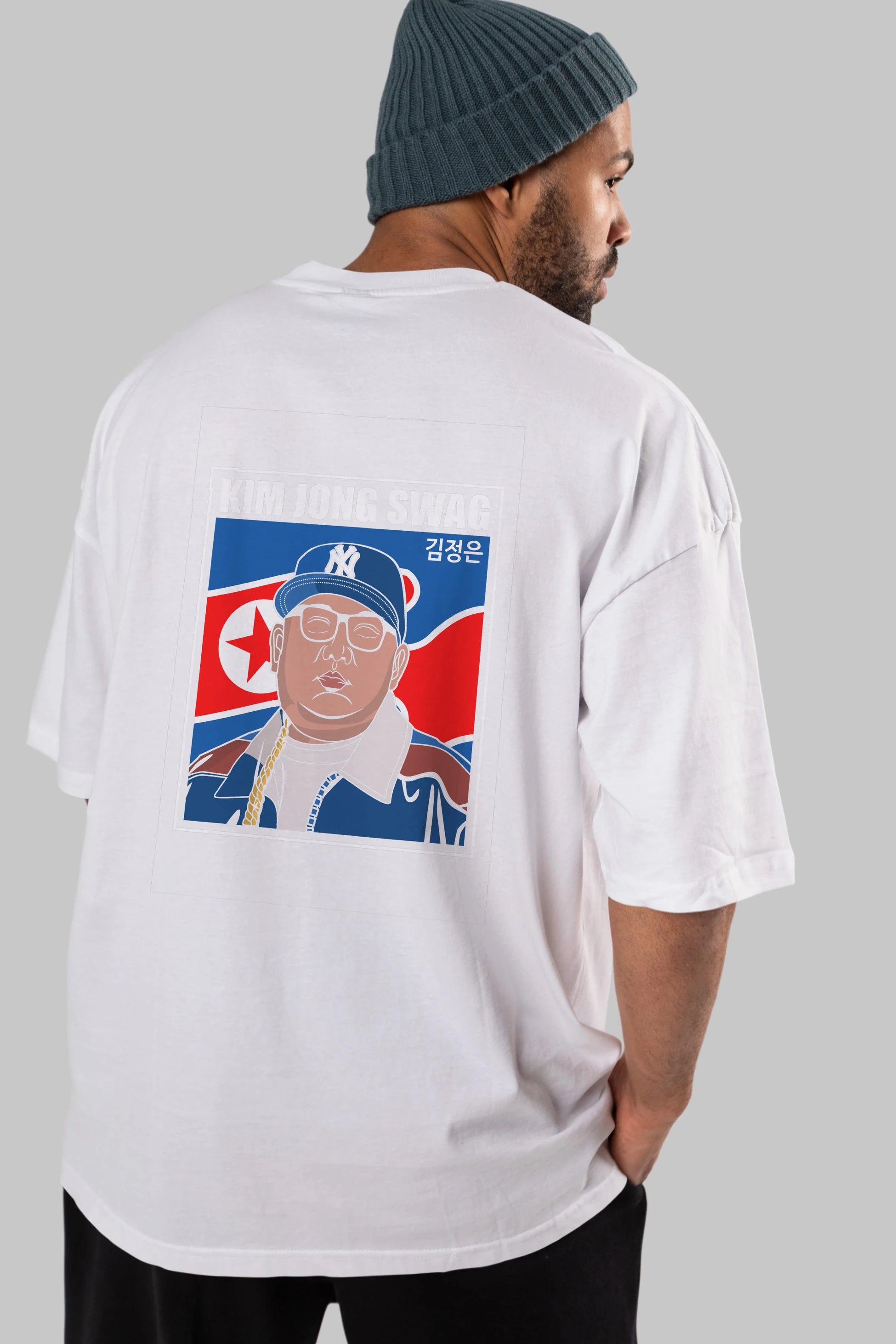 King Jong Swag Arka Baskılı Oversize t-shirt Erkek Kadın Unisex %100 Pamuk tişort