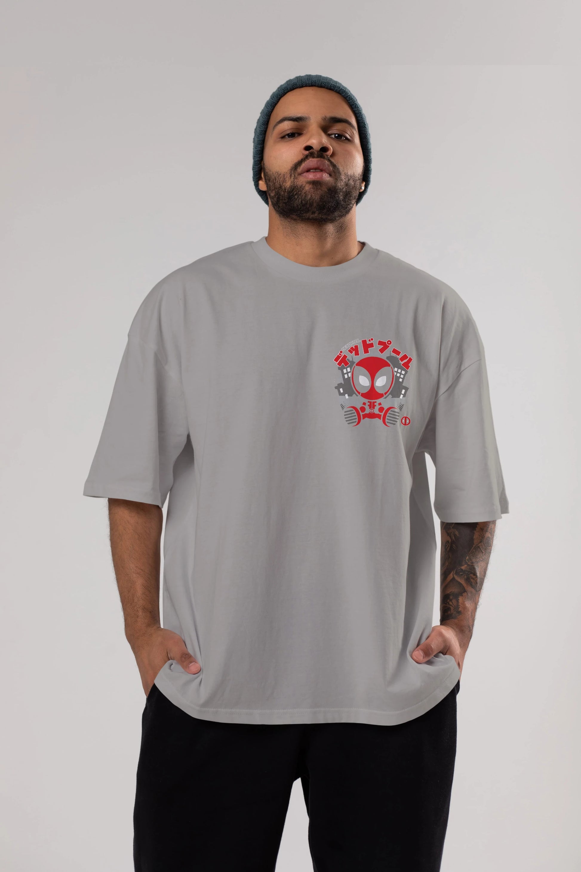 Deadpool (15) Ön Sol Baskılı Oversize t-shirt Erkek Kadın Unisex %100 Pamuk Bisiklet Yaka tişort