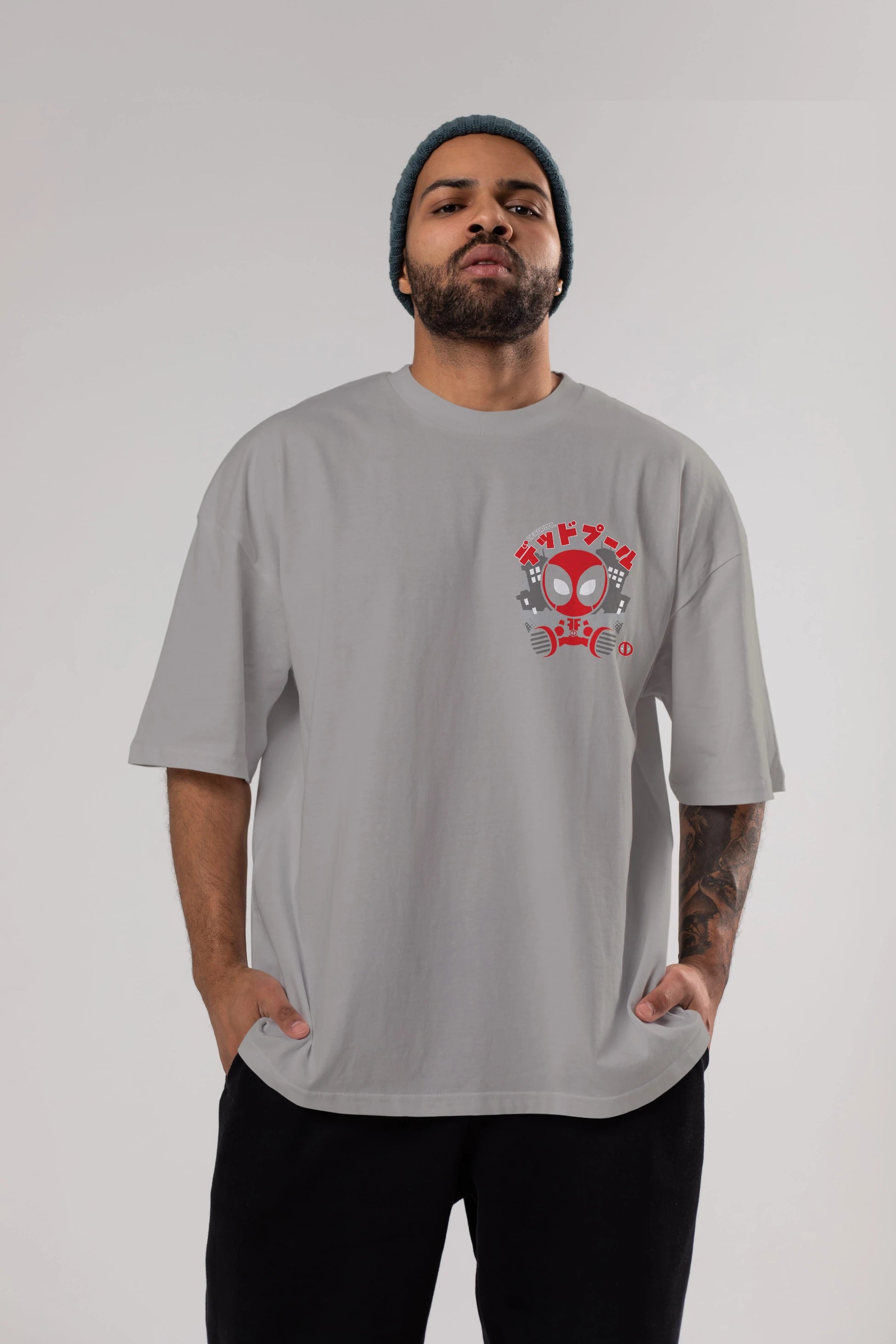 Deadpool (15) Ön Sol Baskılı Oversize t-shirt Erkek Kadın Unisex %100 Pamuk Bisiklet Yaka tişort