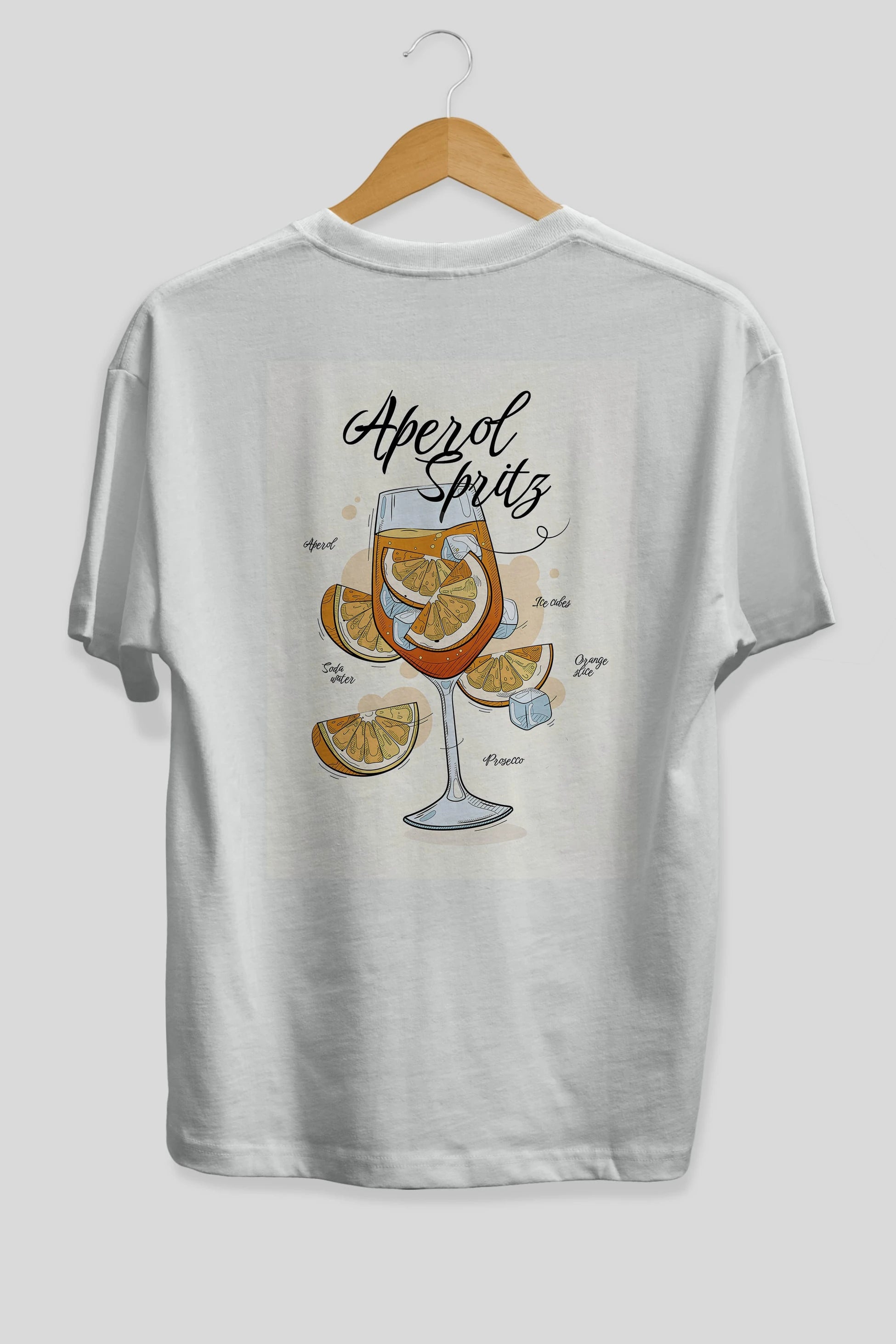 Aperol Spritz 6 Arka Baskılı Oversize t-shirt Erkek Kadın Unisex %100 Pamuk Bisiklet Yaka tişort