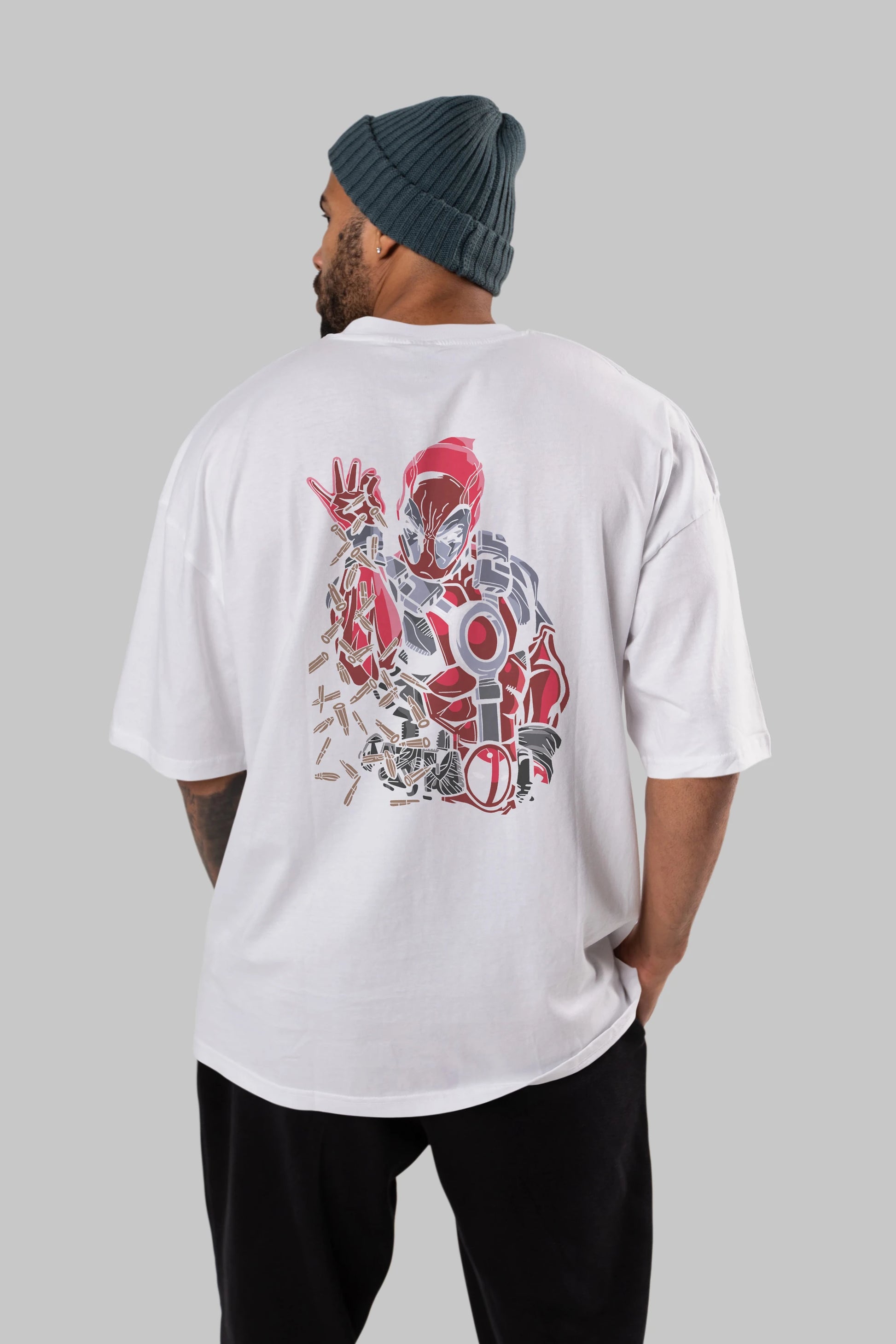 Deadpool (2) Arka Baskılı Oversize t-shirt Erkek Kadın Unisex %100 Pamuk Bisiklet Yaka tişort