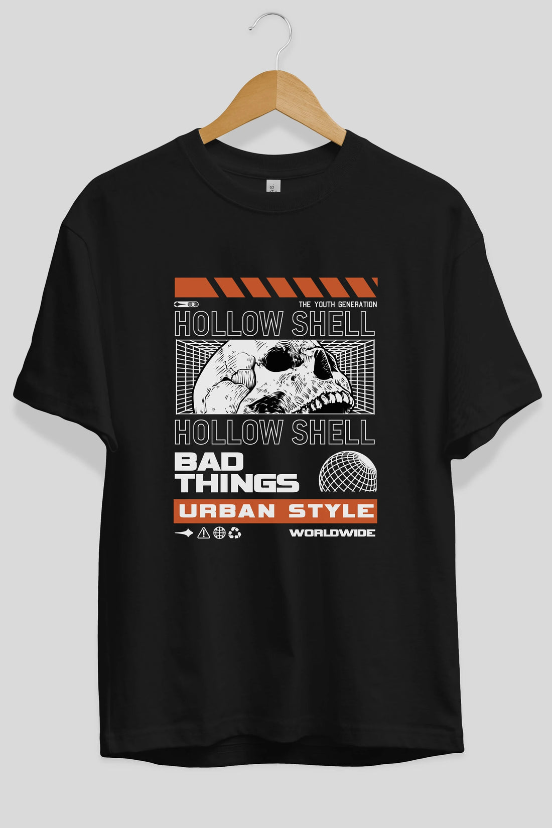 Hollow Shell Ön Baskılı Oversize t-shirt Erkek Kadın Unisex