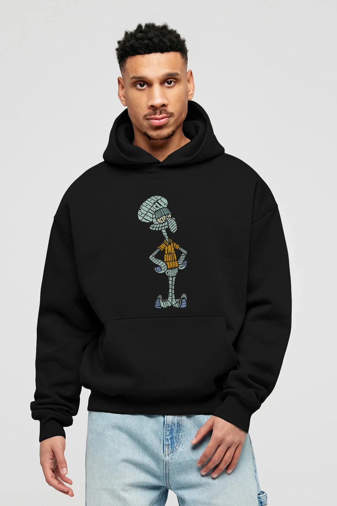 Squidward Ön Baskılı Hoodie Oversize Kapüşonlu Sweatshirt Erkek Kadın Unisex
