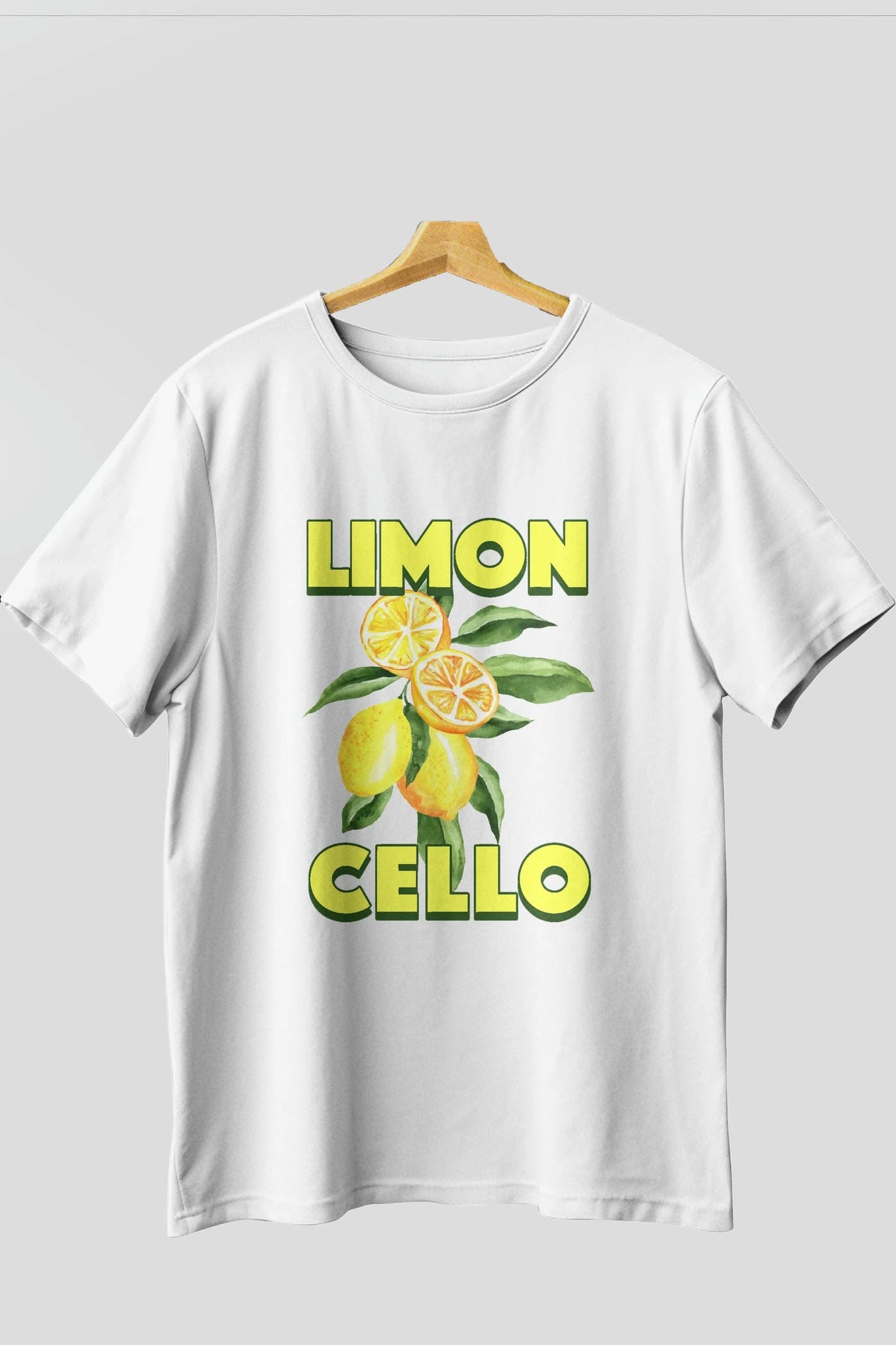 Limoncello Lemon Ön Baskılı Oversize t-shirt Erkek Kadın Pamuk Bisiklet Yaka tişort