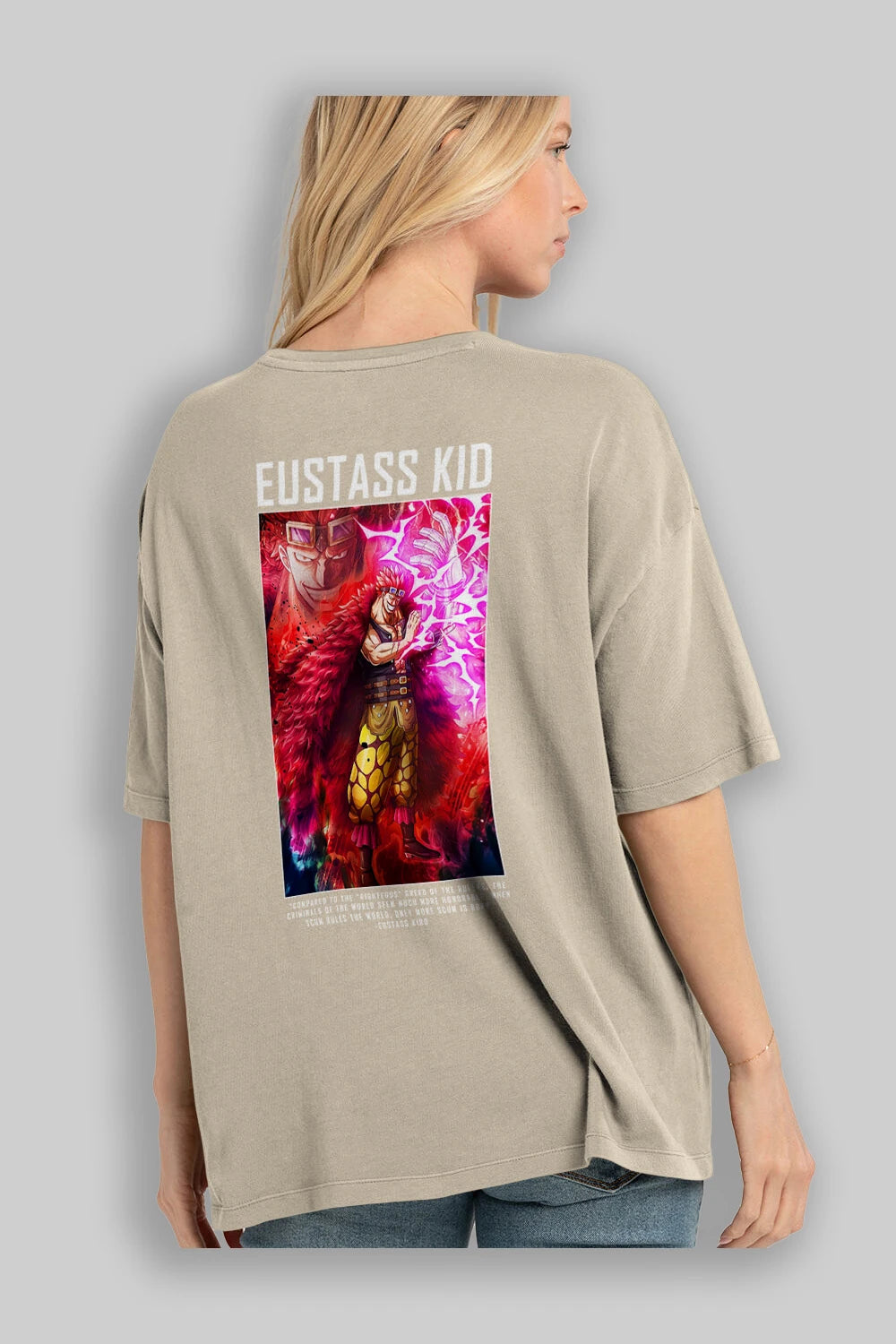 Eustass Kid Anime Arka Baskılı Oversize t-shirt Erkek Kadın Unisex %100 pamuk tişort