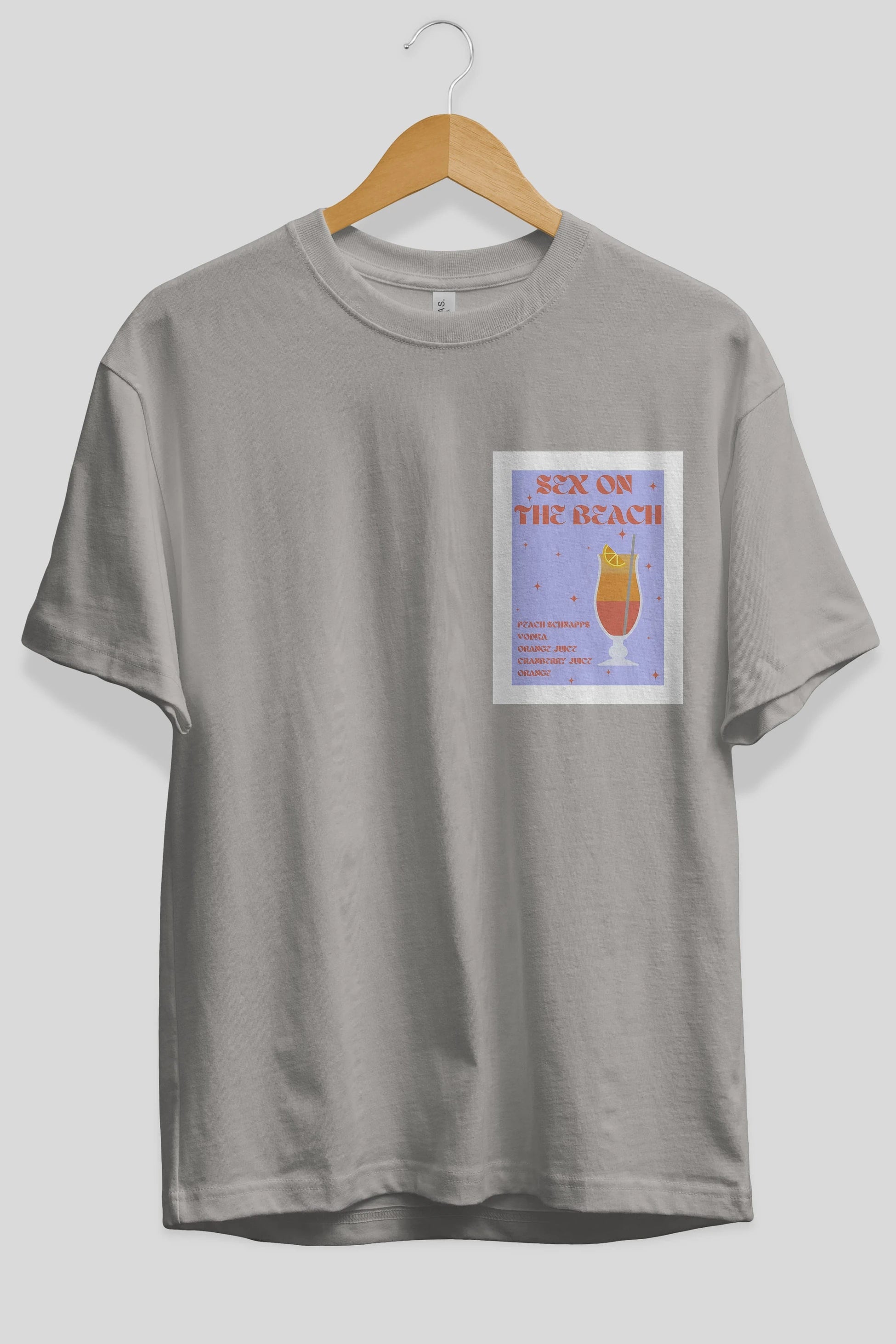 Sex On The Beach Ön Sol Baskılı Oversize t-shirt Erkek Kadın Unisex %100 Pamuk Bisiklet Yaka tişort