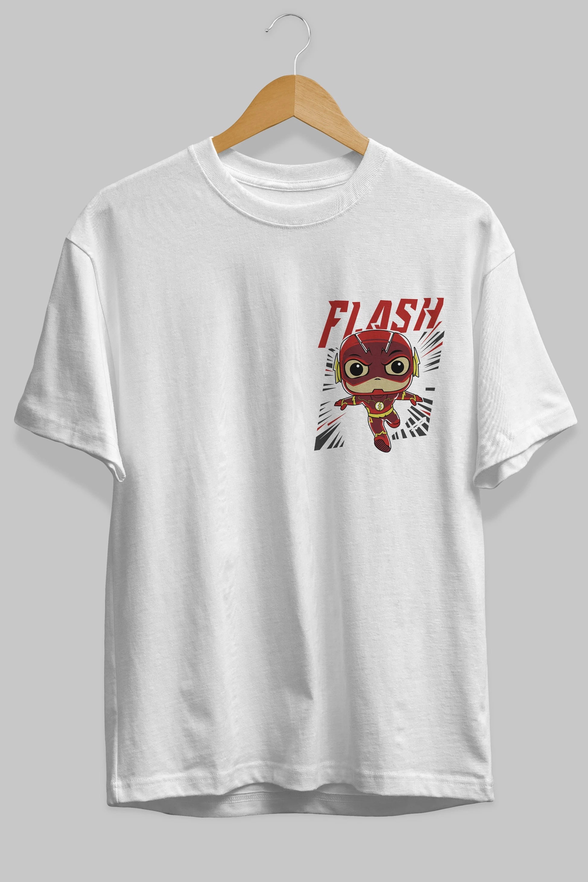 Flash Avengers (4) Ön Sol Baskılı Oversize t-shirt Erkek Kadın Unisex %100 Pamuk Bisiklet Yaka tişort