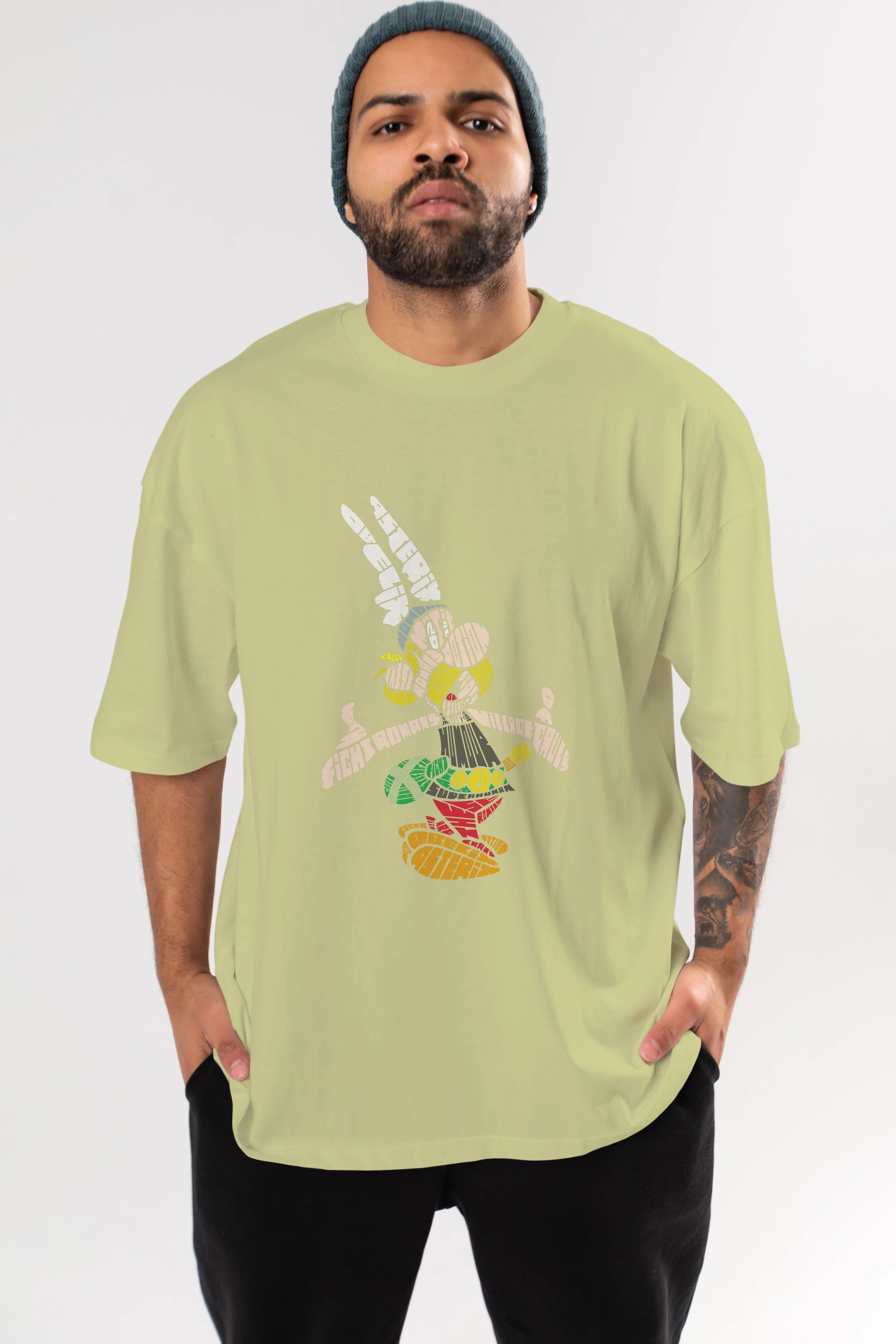 Asterix Ön Baskılı Oversize t-shirt %100 pamuk Erkek Kadın Unisex