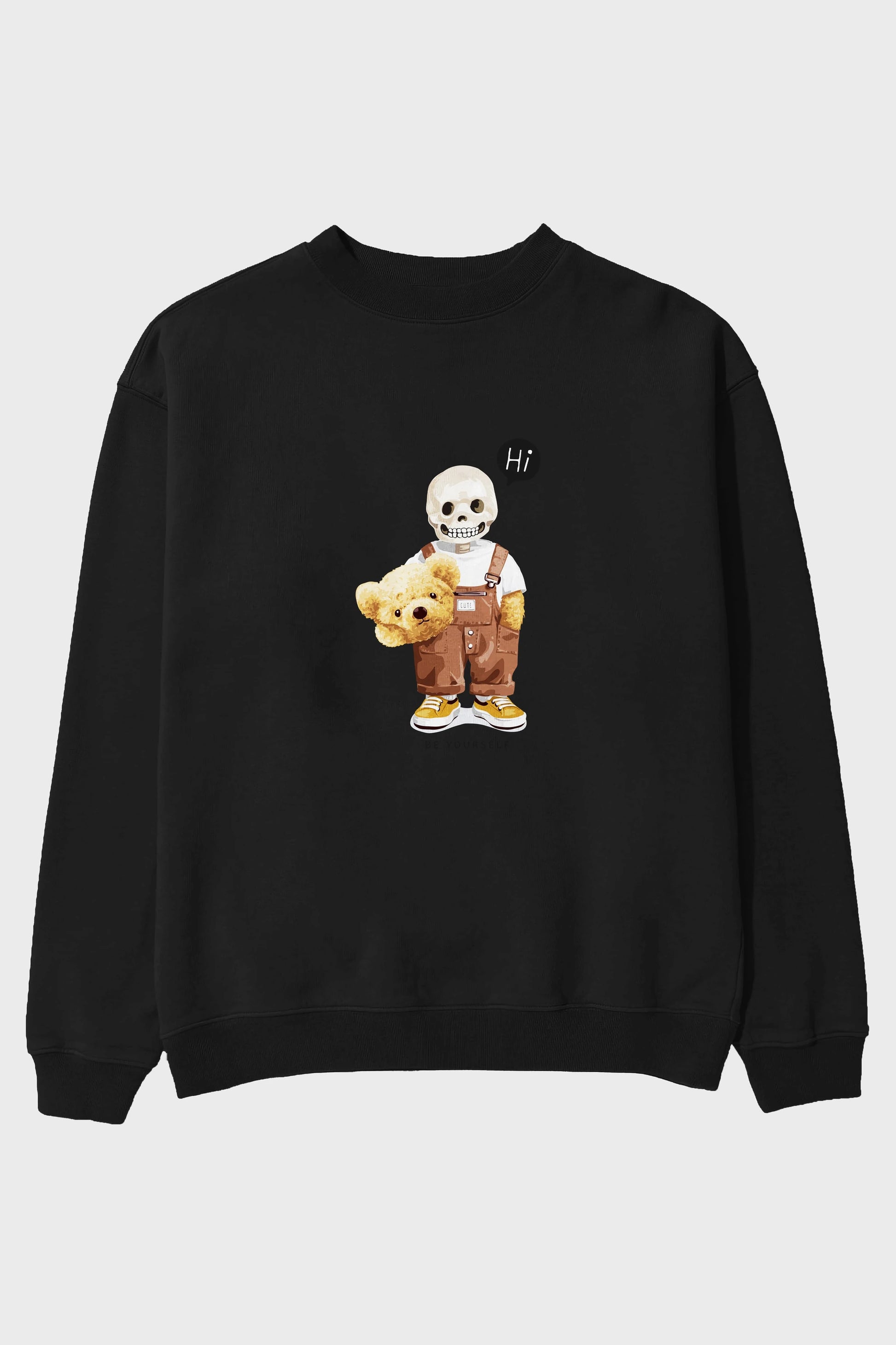 Teddy Bear hi Ön Baskılı Oversize Sweatshirt Erkek Kadın Unisex