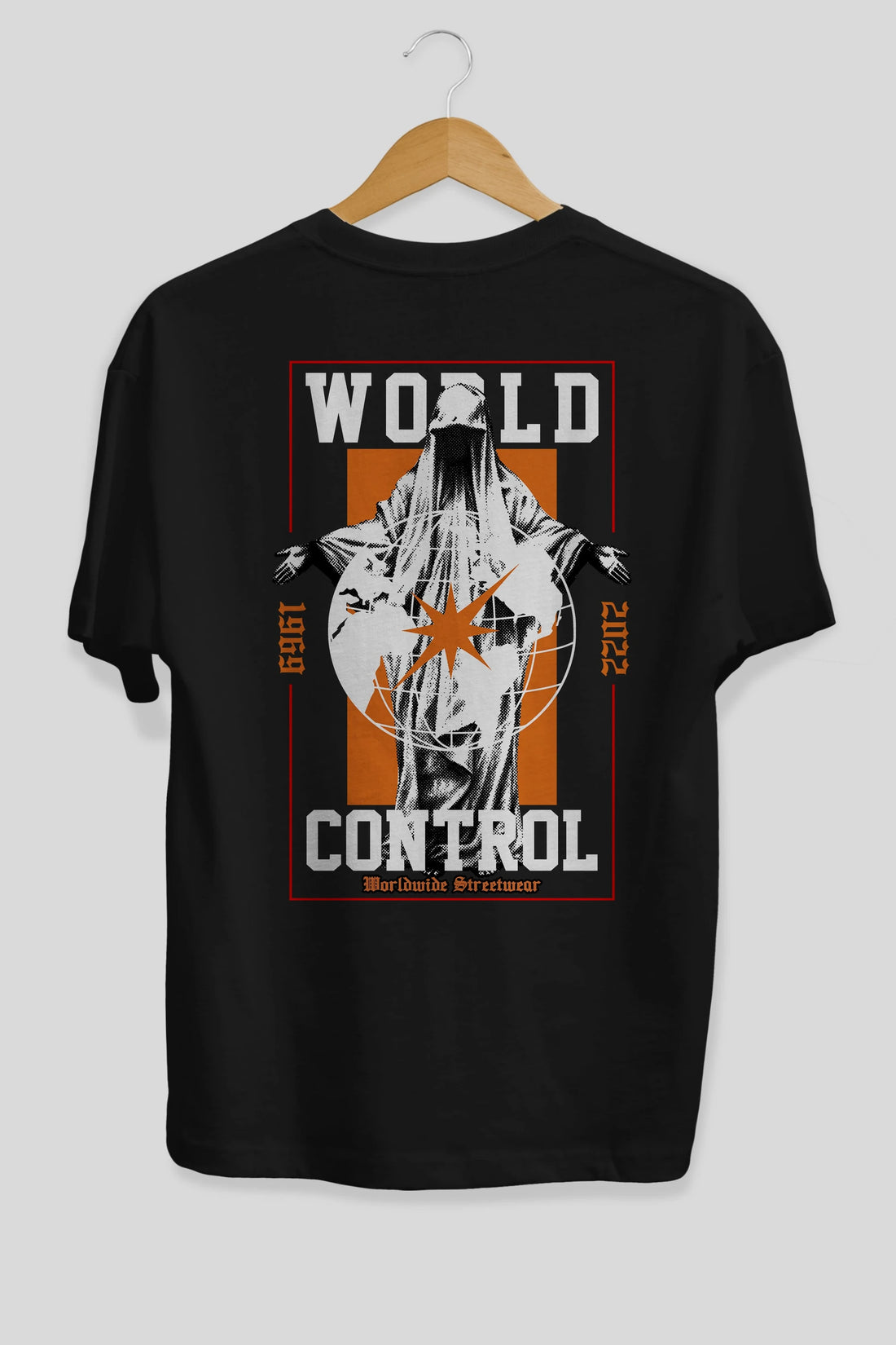 World Control Arka Baskılı Oversize t-shirt Erkek Kadın Unisex