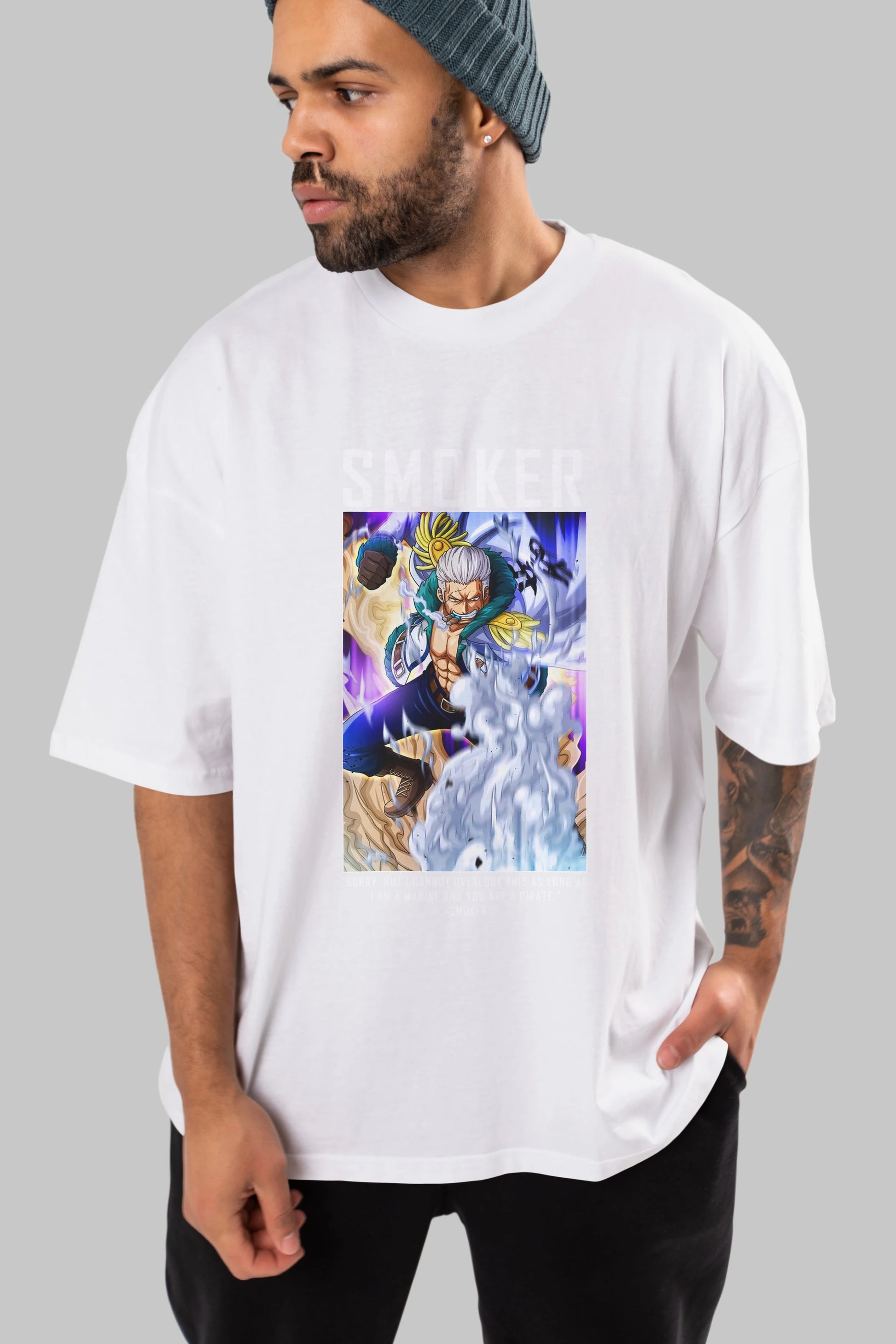 Smoker Anime Ön Baskılı Oversize t-shirt Erkek Kadın Unisex