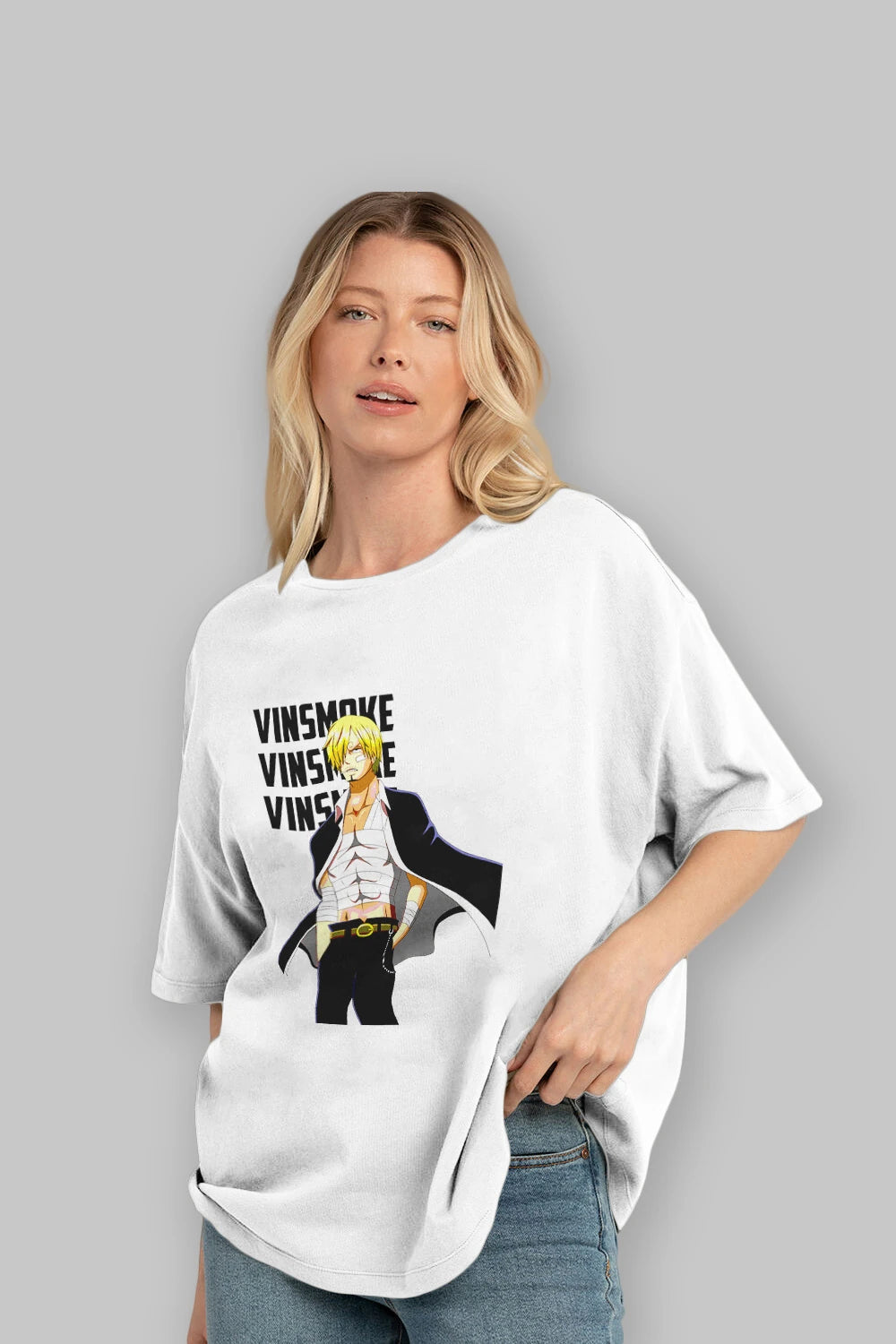 Sanji Anime Ön Baskılı Oversize t-shirt Erkek Kadın Unisex