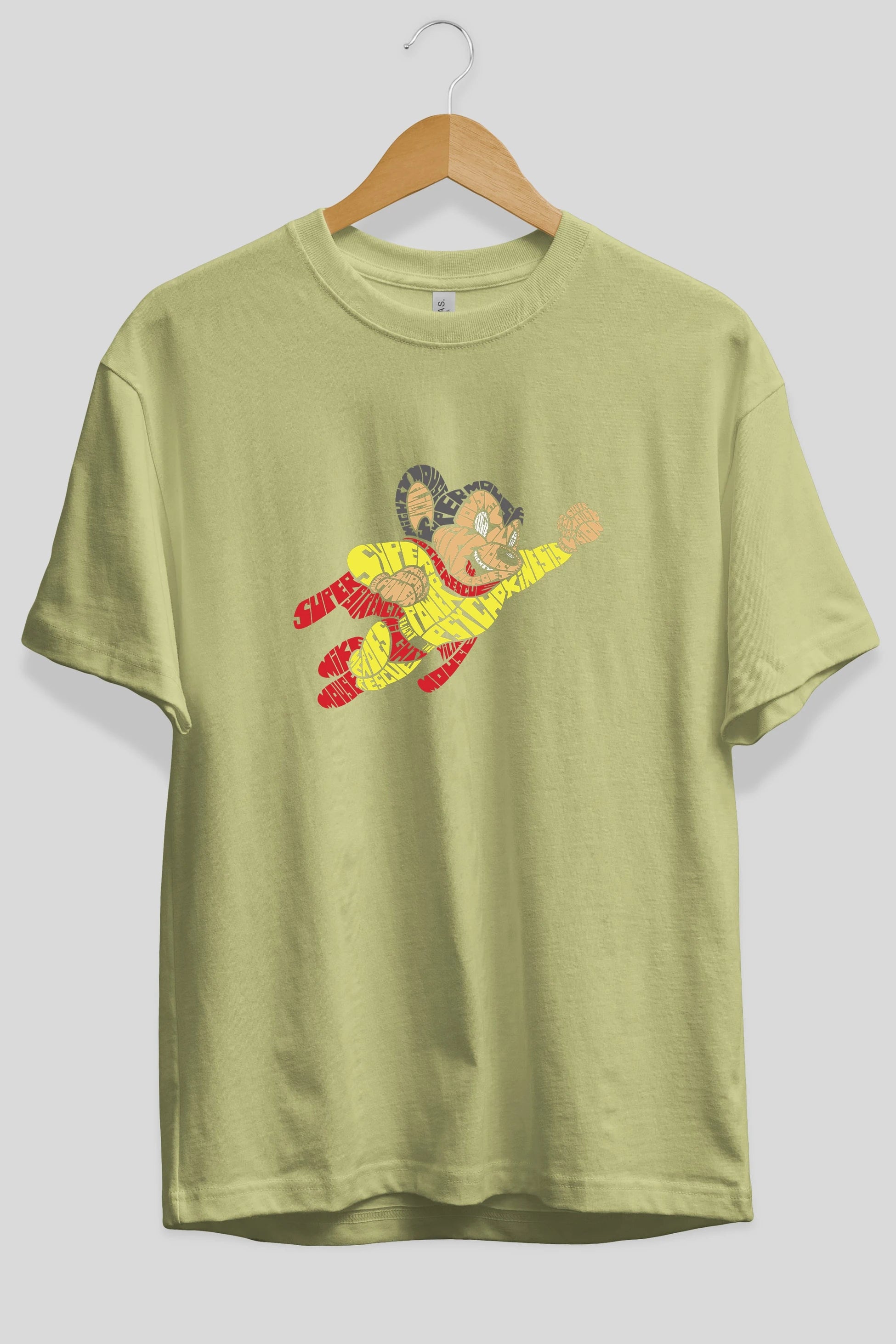 Mighty Mouse Ön Baskılı Oversize t-shirt %100 pamuk Erkek Kadın Unisex
