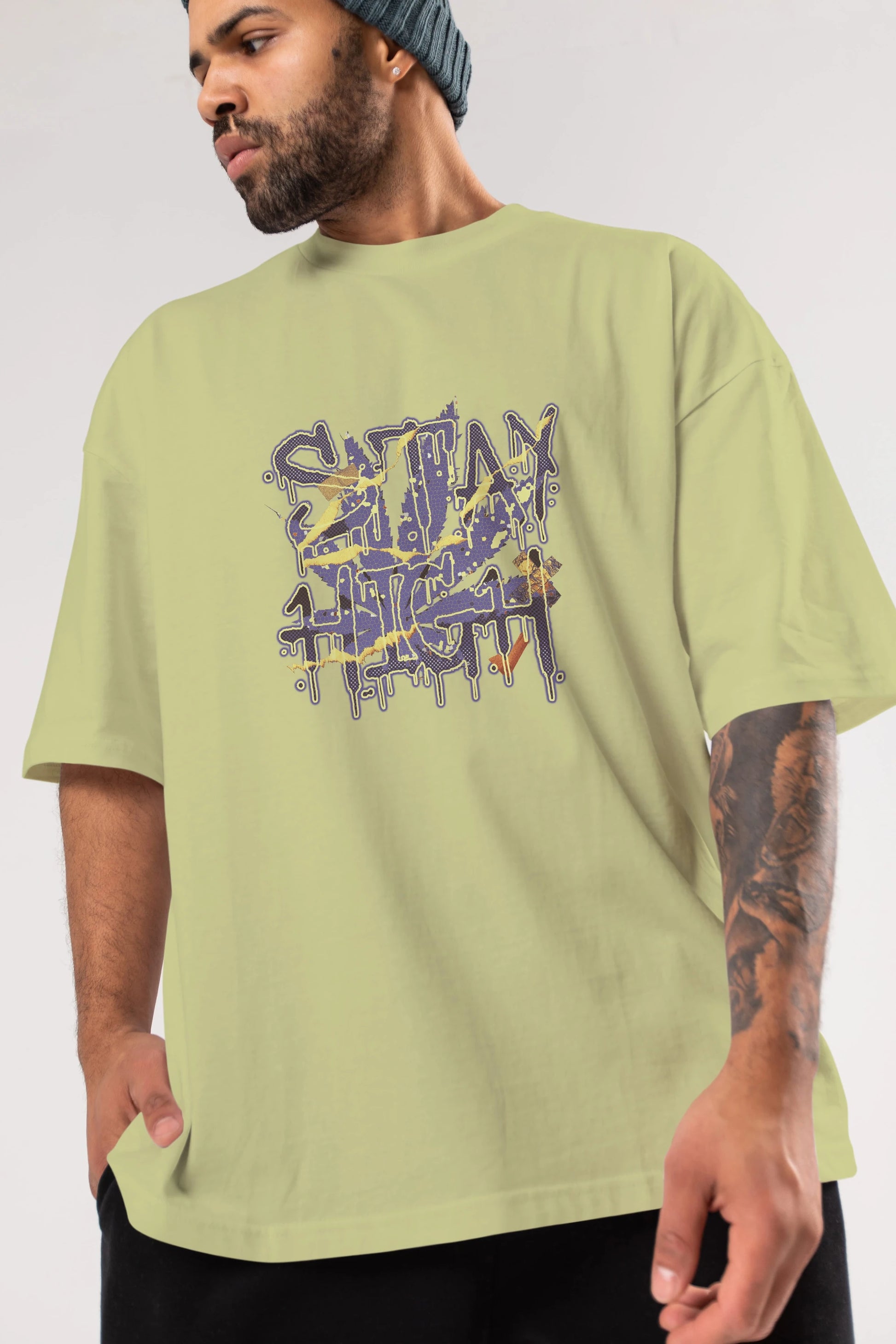 Stay High Ön Baskılı Oversize t-shirt Erkek Kadın Unisex