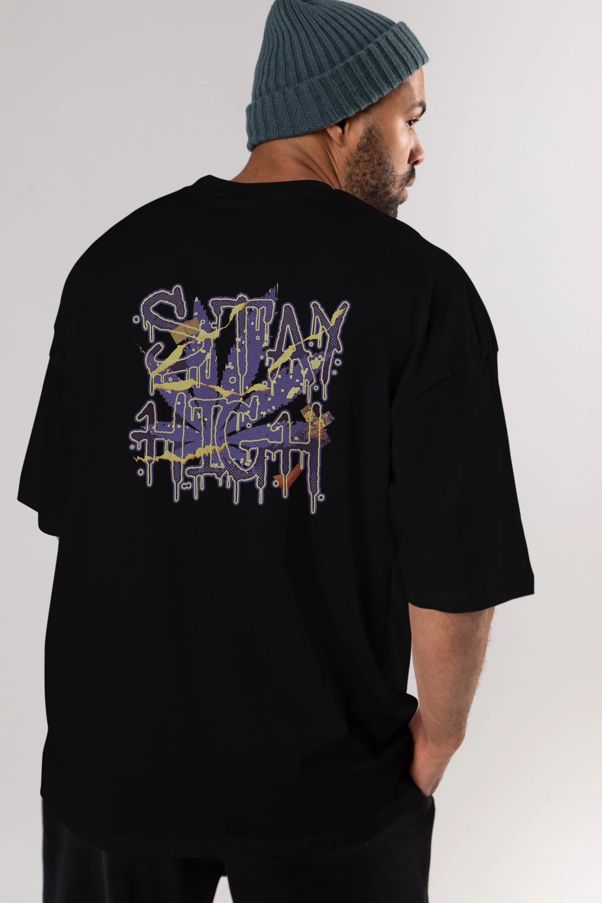 Stay High Arka Baskılı Oversize t-shirt Erkek Kadın Unisex