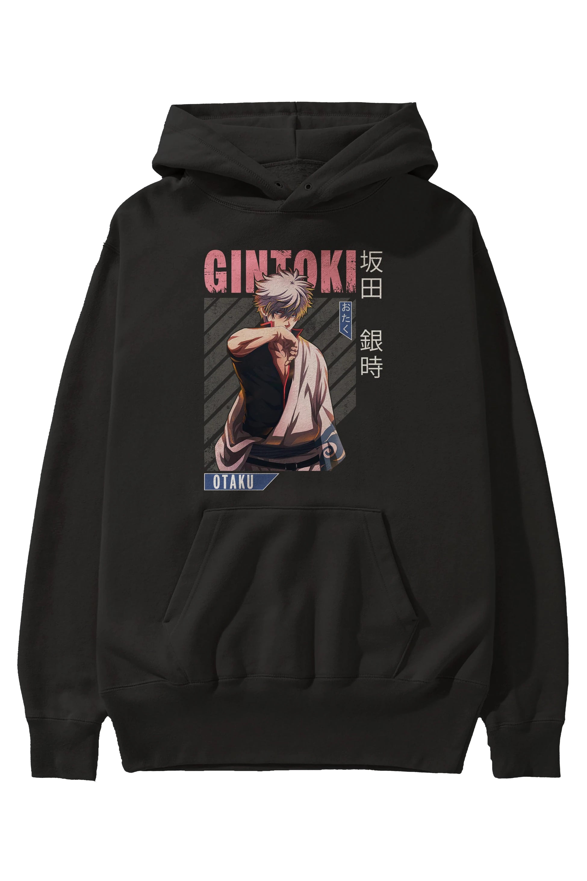 Gintoki Sakata Anime Ön Baskılı Hoodie Oversize Kapüşonlu Sweatshirt Erkek Kadın Unisex