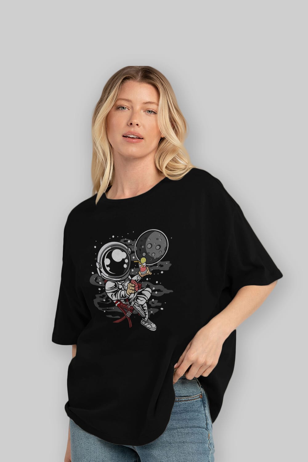 Holiday Astronaut Ön Baskılı Oversize t-shirt Erkek Kadın Unisex