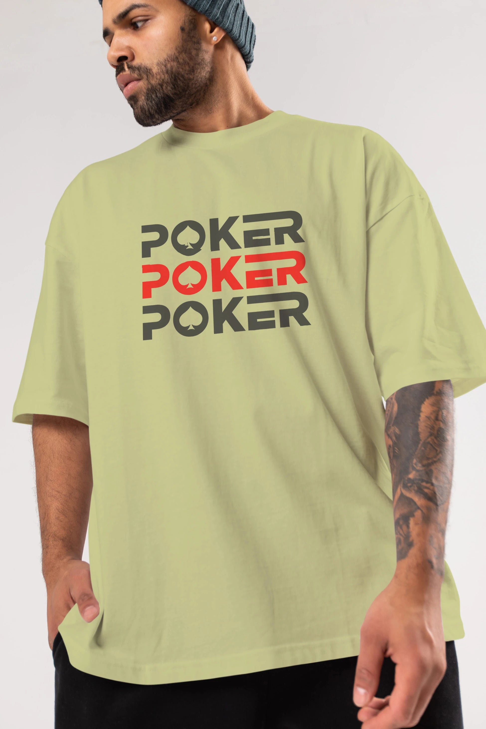 Poker Ön Baskılı Oversize t-shirt Erkek Kadın Unisex