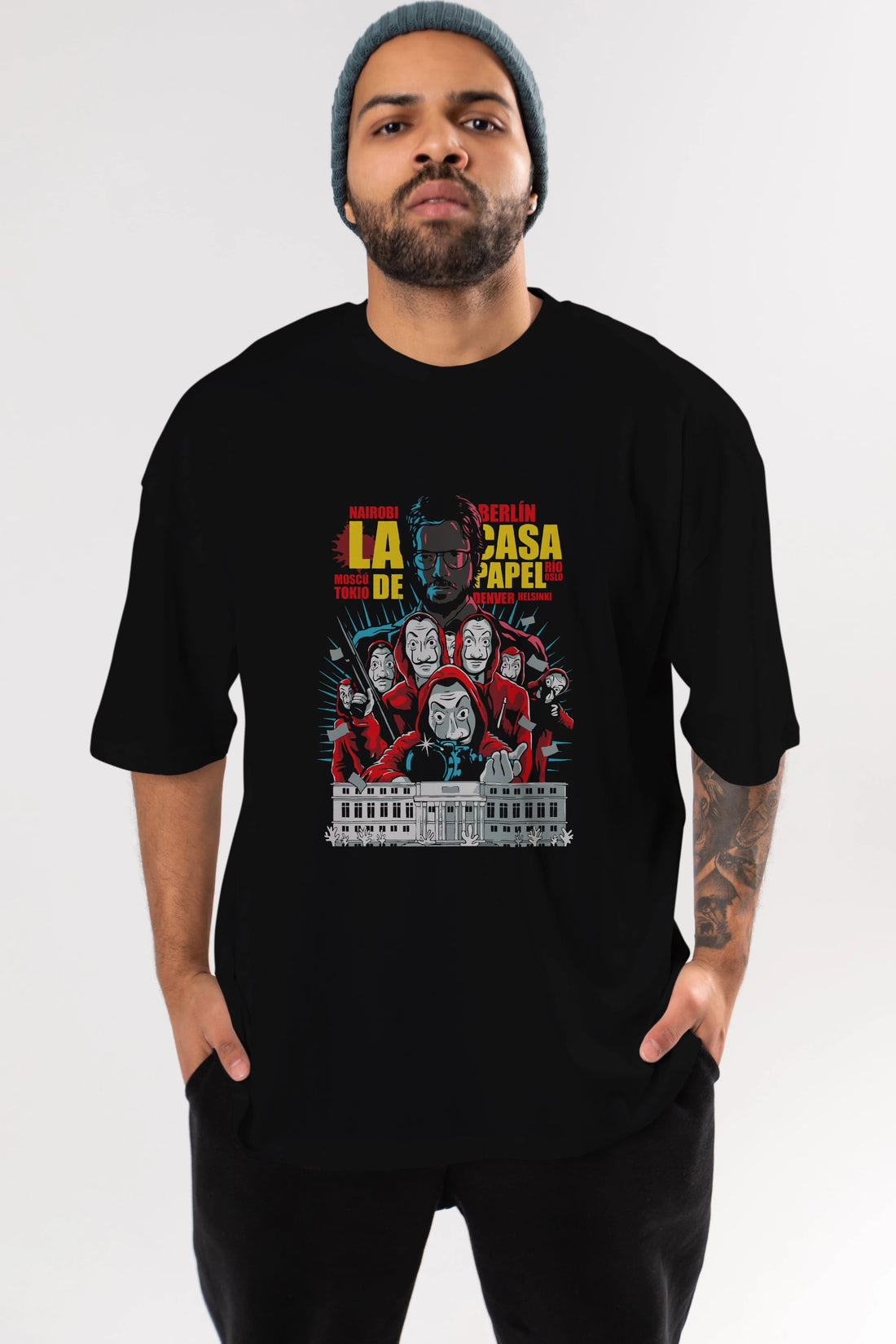 La Casa De Papel (6) Ön Baskılı Oversize t-shirt Erkek Kadın Unisex %100 Pamuk Bisiklet Yaka tişort