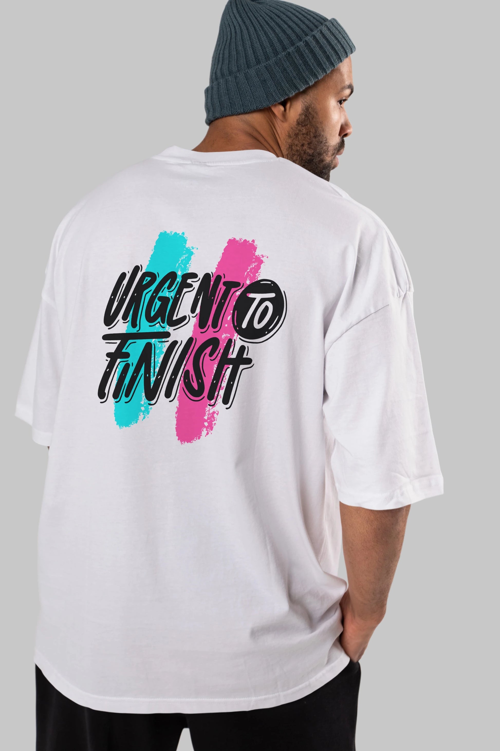 Urgent To Finish Arka Baskılı Oversize t-shirt Erkek Kadın Unisex