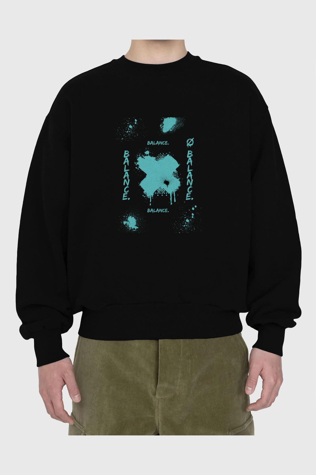 Balance Balance Yazılı Ön Baskılı Oversize Sweatshirt Erkek Kadın Unisex