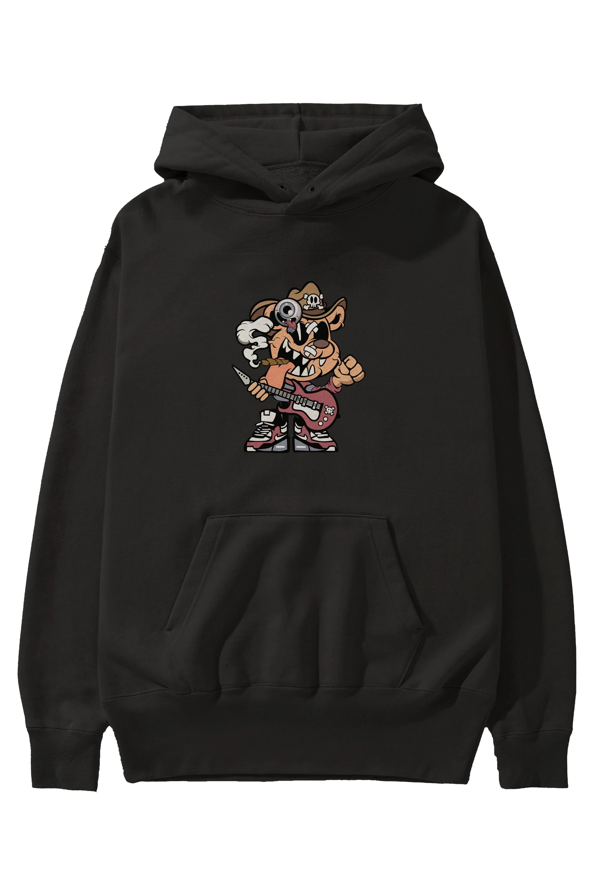 Freddy Bear Ön Baskılı Hoodie Oversize Kapüşonlu Sweatshirt Erkek Kadın Unisex