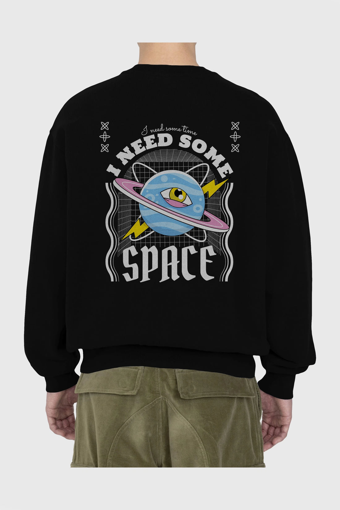 I Need Some Space Arka Baskılı Oversize Sweatshirt Erkek Kadın Unisex