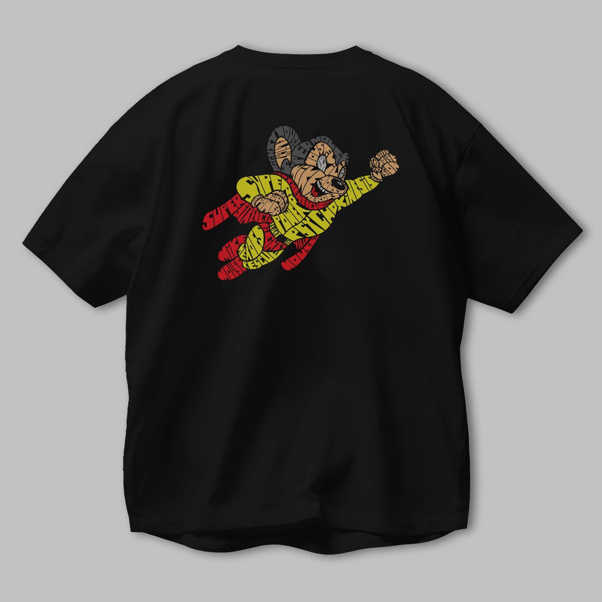 Mighty Mouse Arka Baskılı Oversize t-shirt %100 pamuk Erkek Kadın Unisex