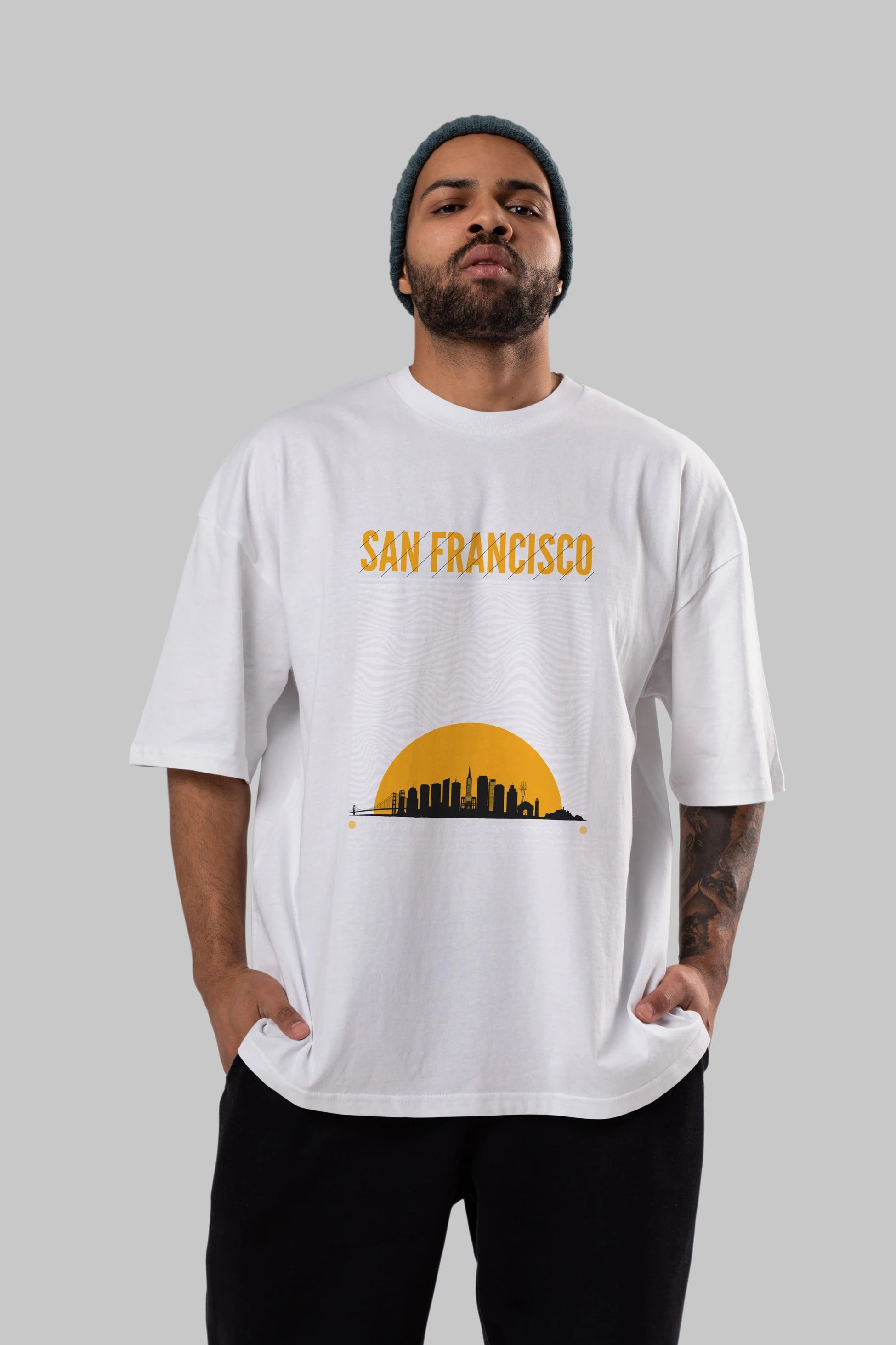 San Francisco Yazılı Ön Baskılı Oversize t-shirt Erkek Kadın Unisex