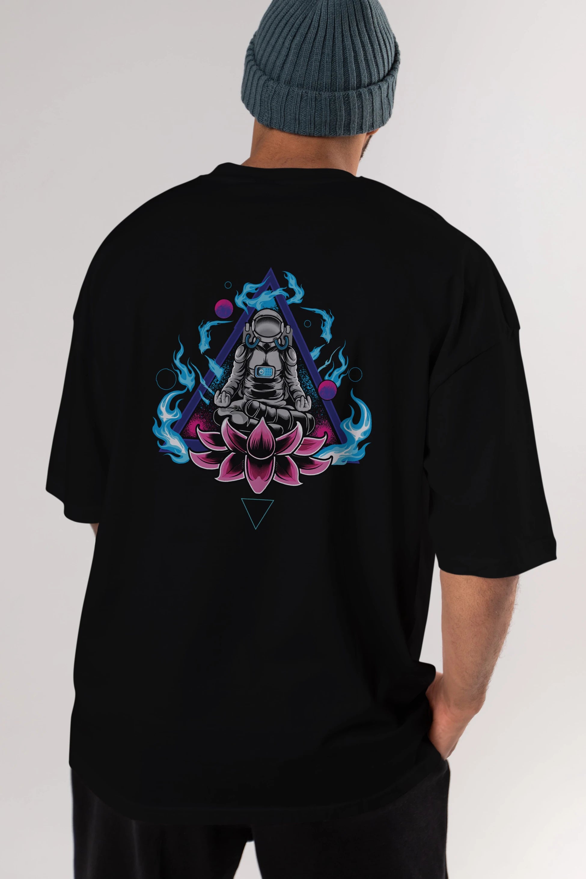 Astronaut Meditation (2) Arka Baskılı Oversize t-shirt Erkek Kadın Unisex