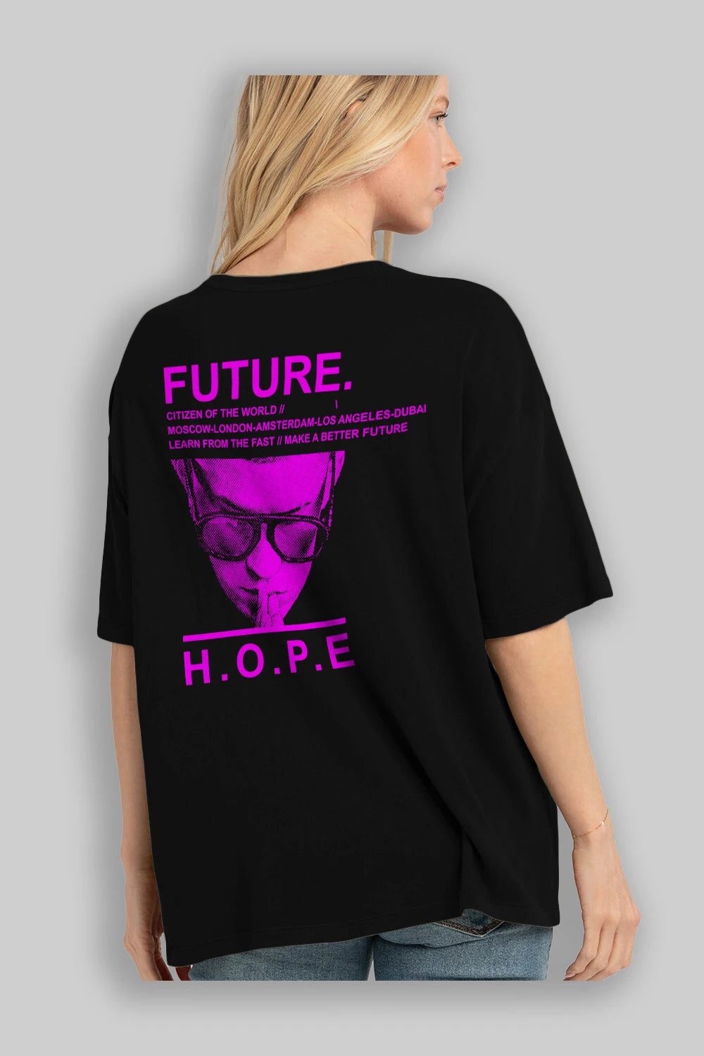 Future Hope Arka Baskılı Oversize t-shirt Erkek Kadın Unisex
