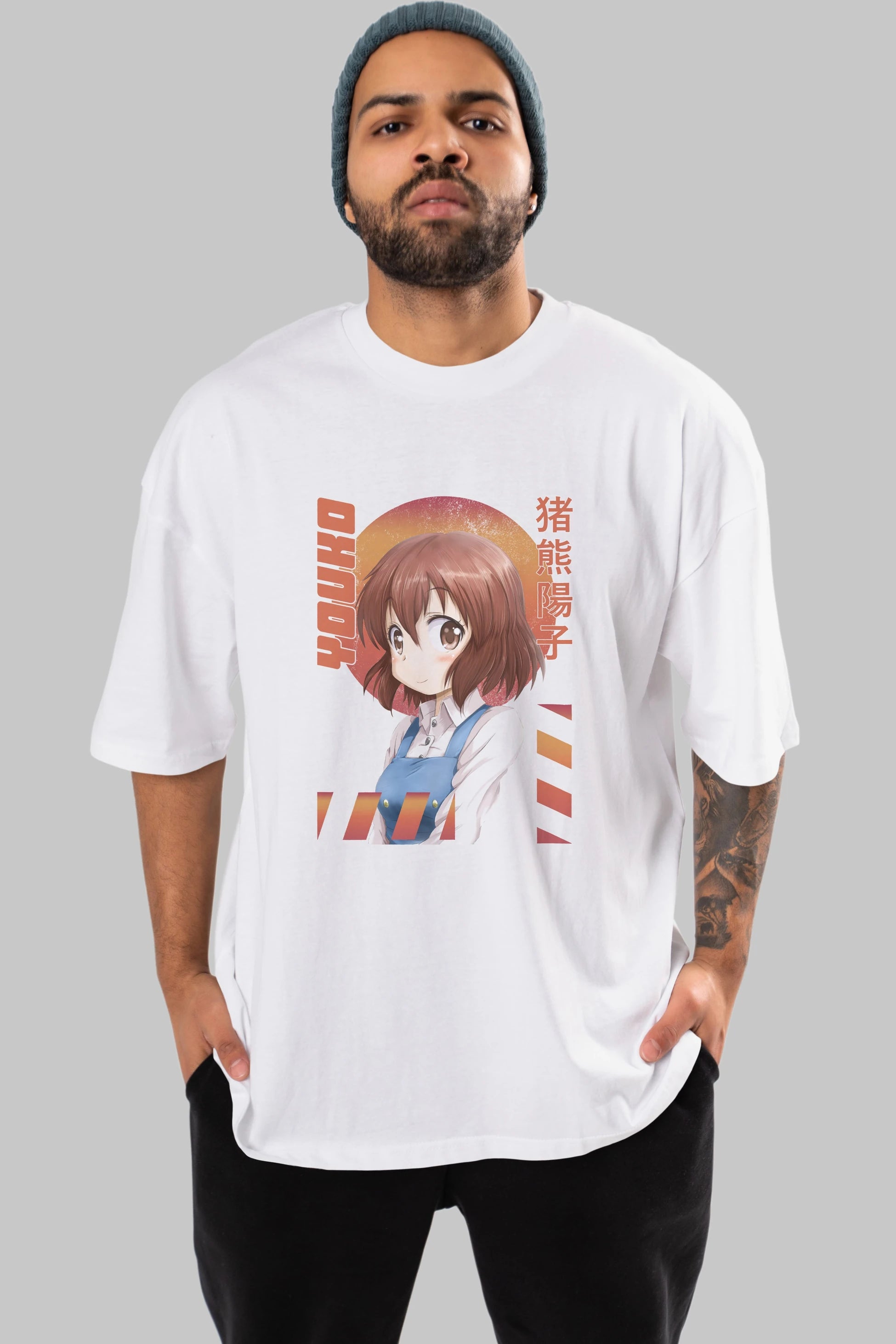 Youko Inokuma 5 Anime Ön Baskılı Oversize t-shirt %100 pamuk Erkek Kadın Unisex