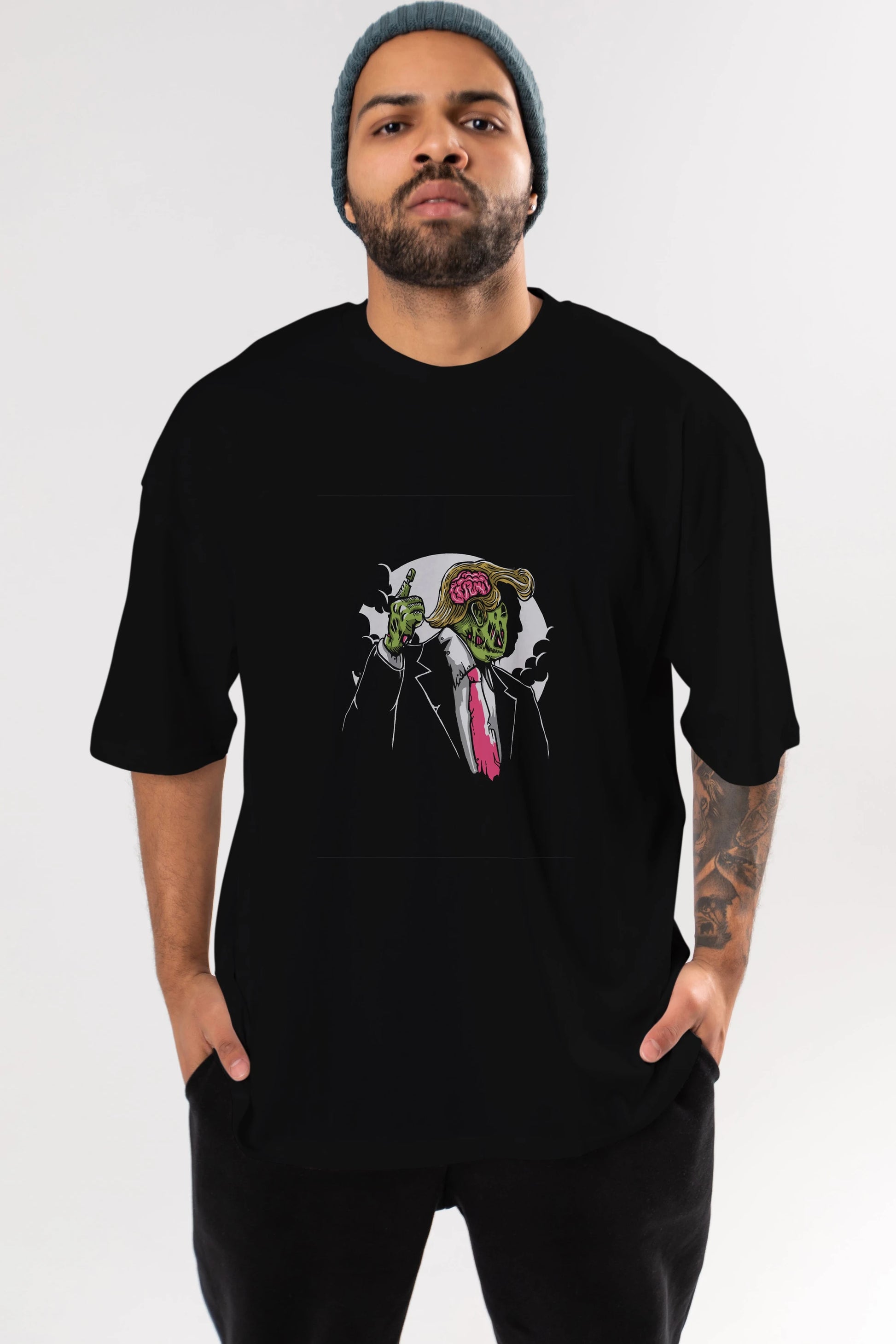 Make Zombie Great Again Ön Baskılı Oversize t-shirt Erkek Kadın Unisex %100 Pamuk tişort